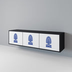 POLISH FOLK ART Móvel de TV com 3 Portas em Acabamento Preto