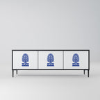 POLISH FOLK ART Móvel de TV com 3 Portas em Acabamento Preto