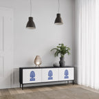 POLISH FOLK ART Móvel de TV com 3 Portas em Acabamento Preto