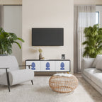 POLISH FOLK ART Móvel de TV com 3 Portas em Acabamento Preto