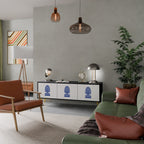 POLISH FOLK ART Móvel de TV com 3 Portas em Acabamento Preto