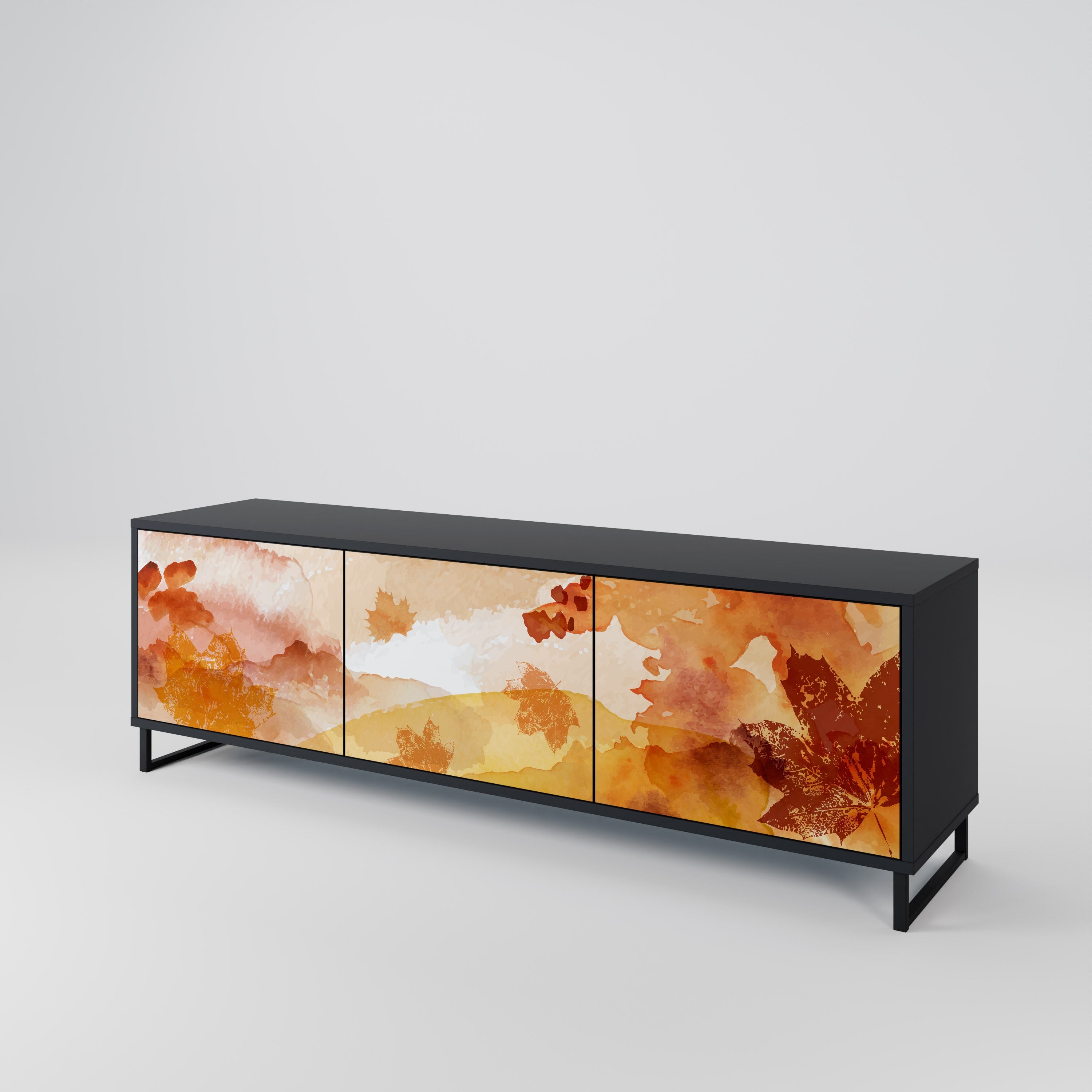 TRACES OF AUTUMN Móvel de TV com 3 Portas em Acabamento Preto