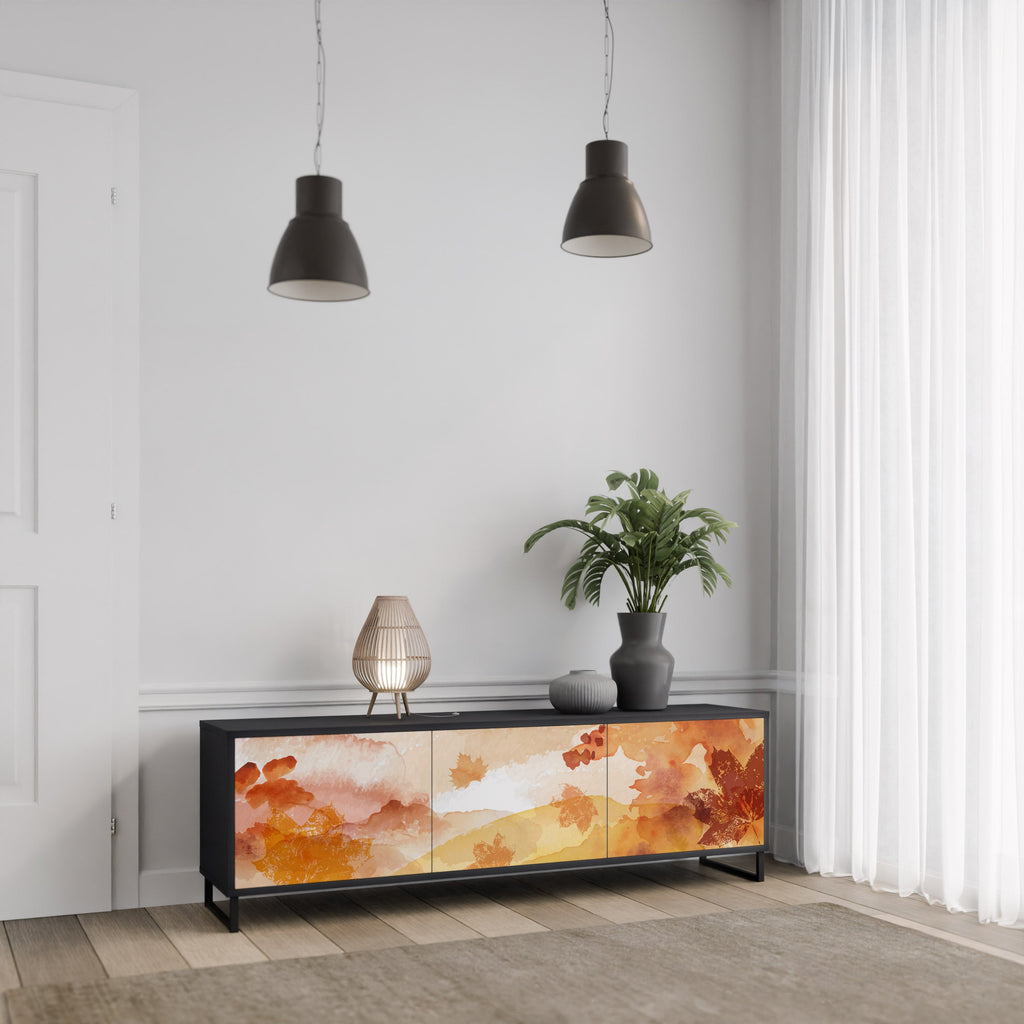 TRACES OF AUTUMN Móvel de TV com 3 Portas em Acabamento Preto