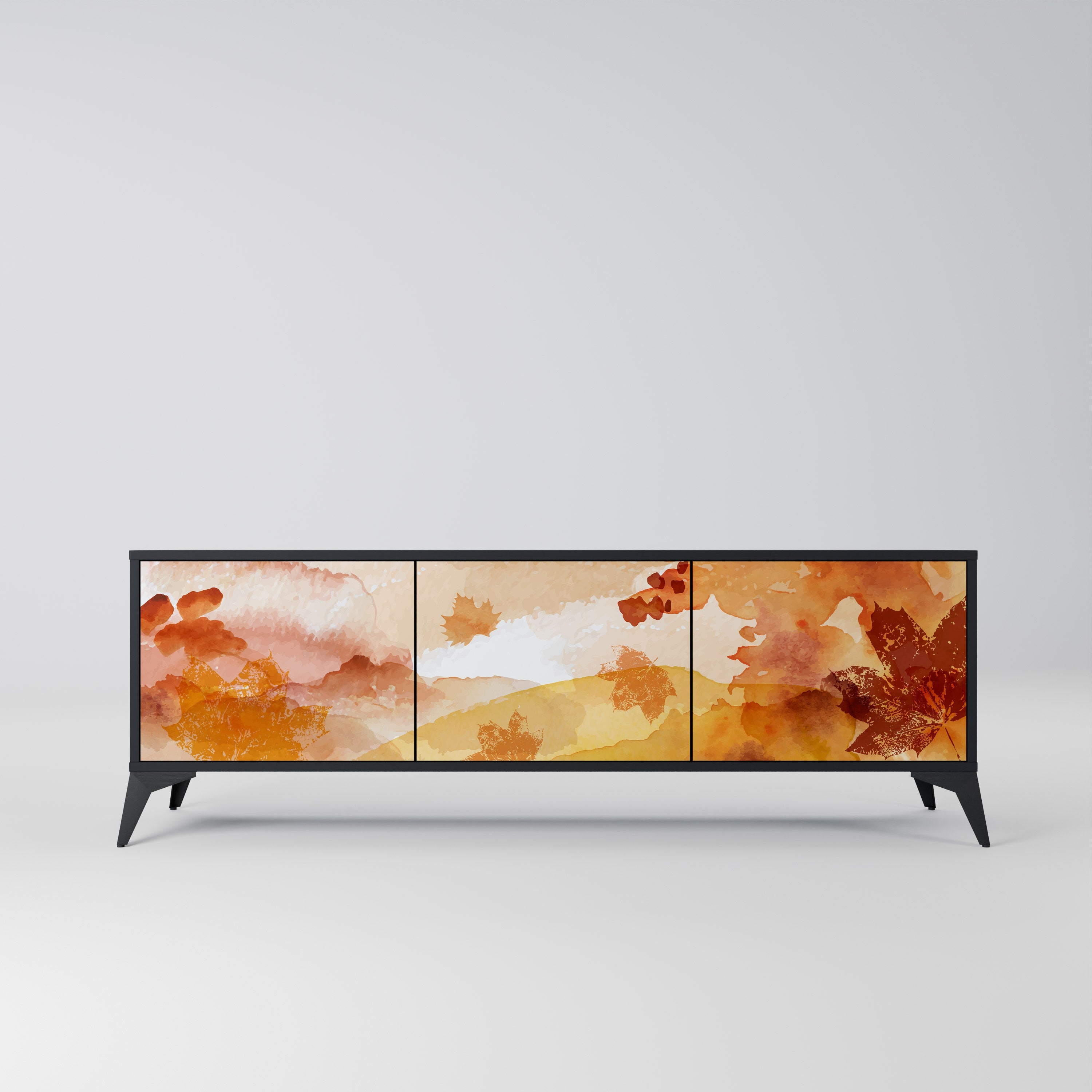 TRACES OF AUTUMN Móvel de TV com 3 Portas em Acabamento Preto