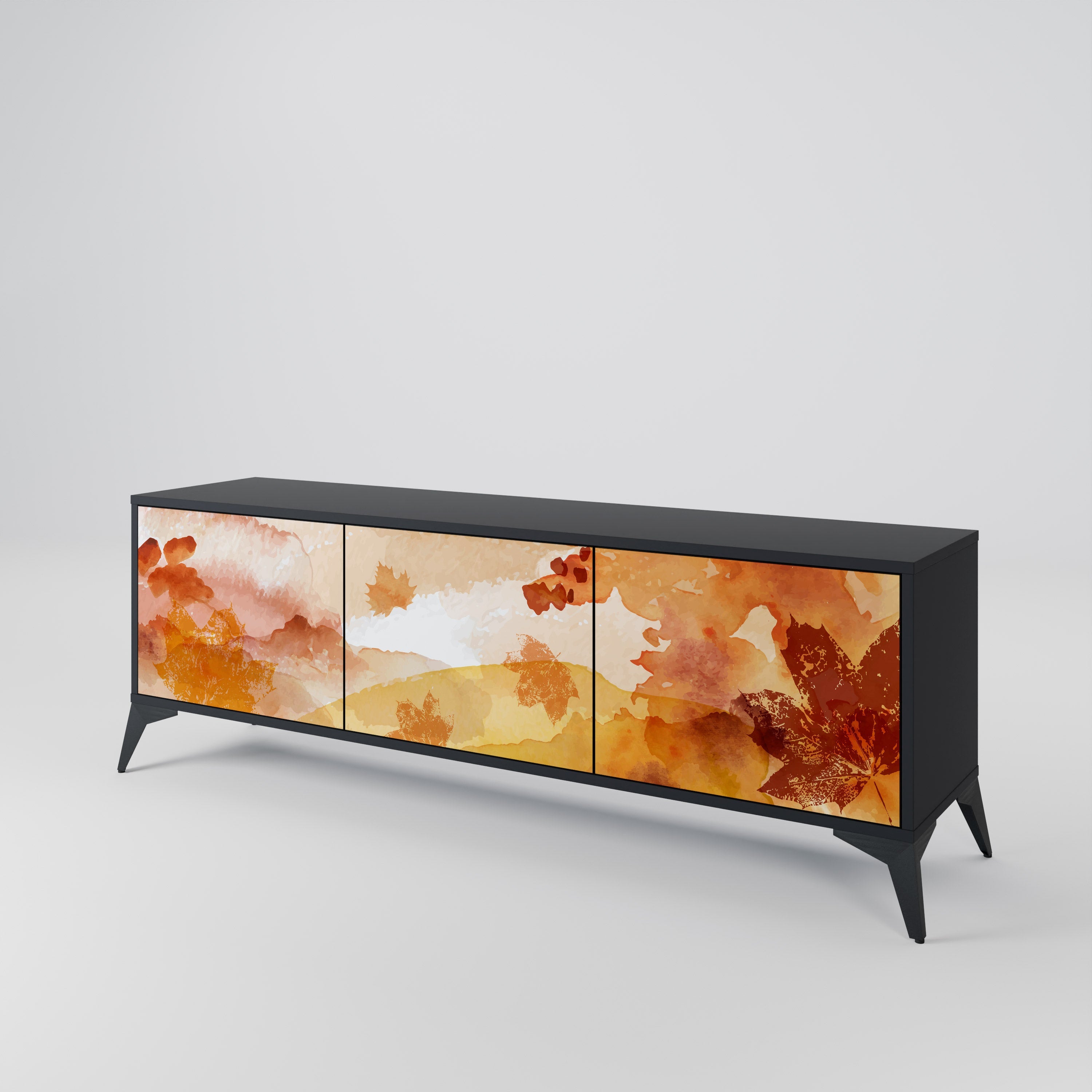 TRACES OF AUTUMN Móvel de TV com 3 Portas em Acabamento Preto