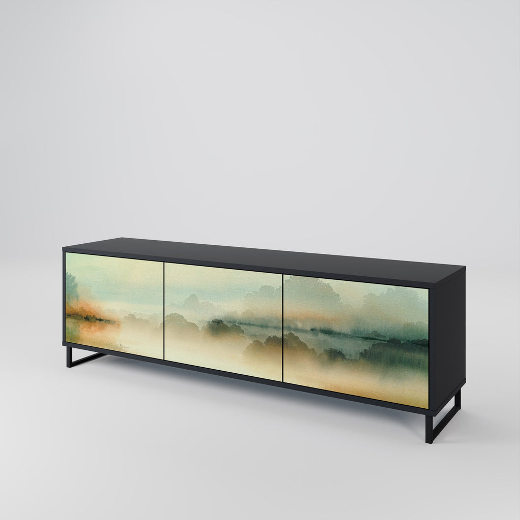 MORNING BY THE LAKE Móvel de TV com 3 Portas em Acabamento Preto