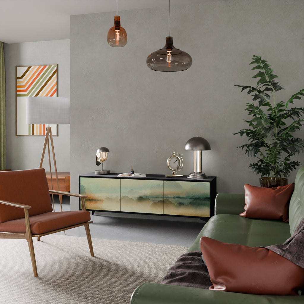 MORNING BY THE LAKE Móvel de TV com 3 Portas em Acabamento Preto