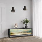 MORNING BY THE LAKE Móvel de TV com 3 Portas em Acabamento Preto