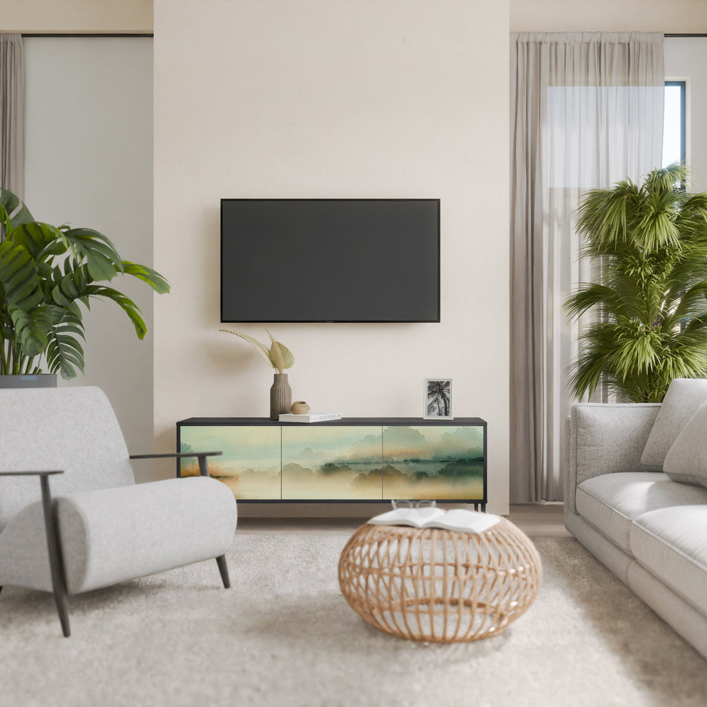 MORNING BY THE LAKE Móvel de TV com 3 Portas em Acabamento Preto