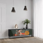 TROPICAL COMPOSITION 3-Door TV Stand in Black Finish