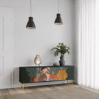 TROPICAL COMPOSITION 3-Door TV Stand in Black Finish