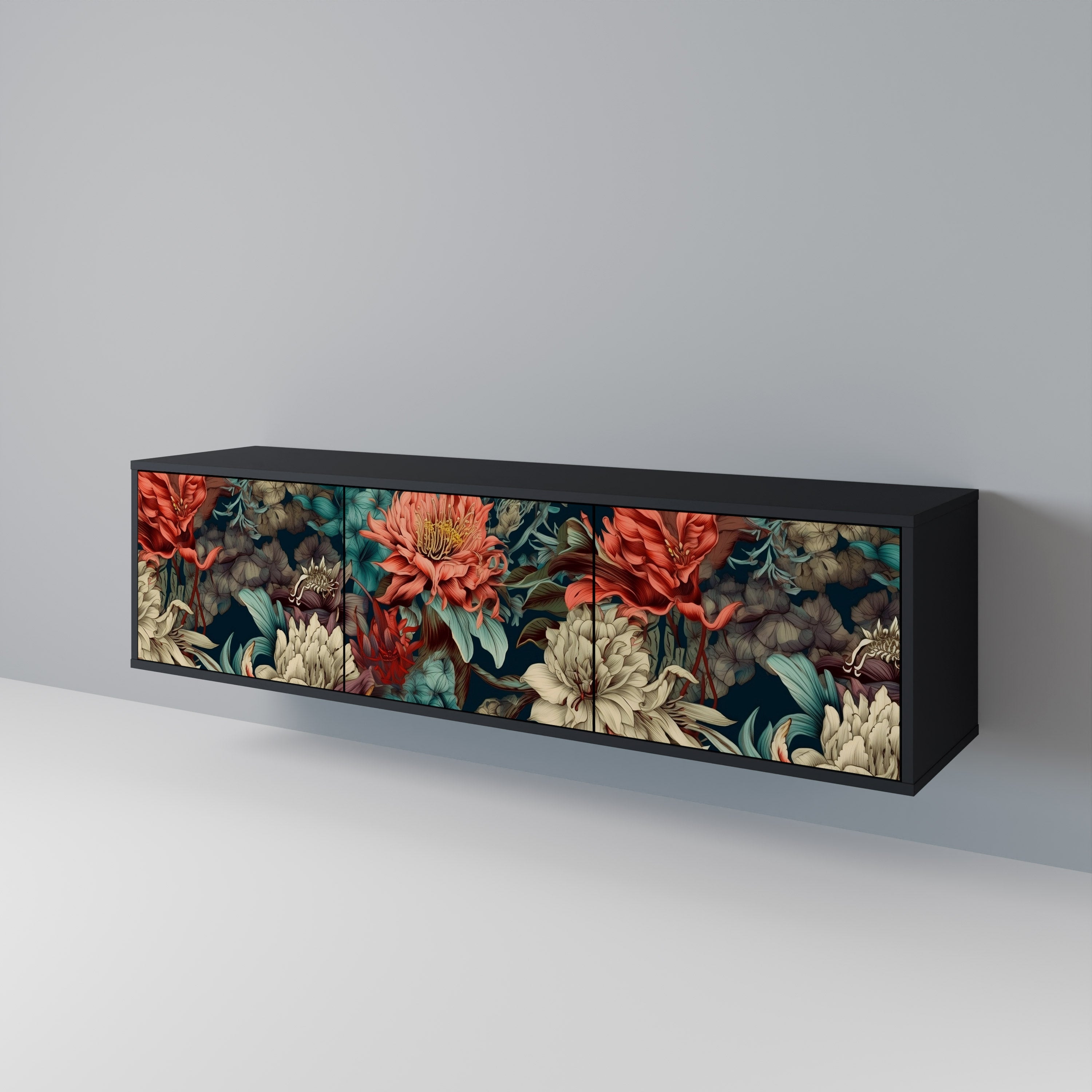 SPROUTING GRACE Móvel de TV com 3 Portas em Acabamento Preto