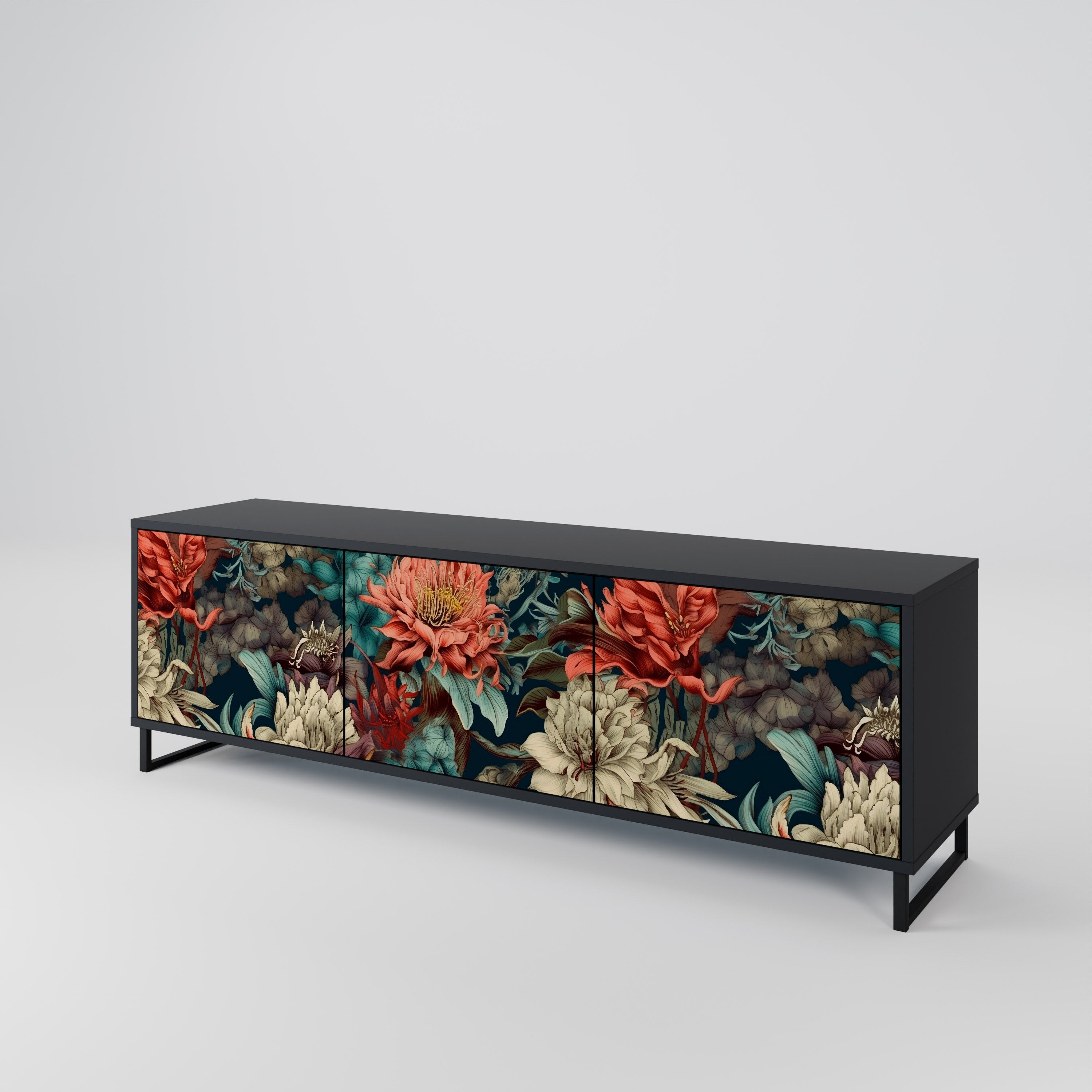 SPROUTING GRACE Móvel de TV com 3 Portas em Acabamento Preto