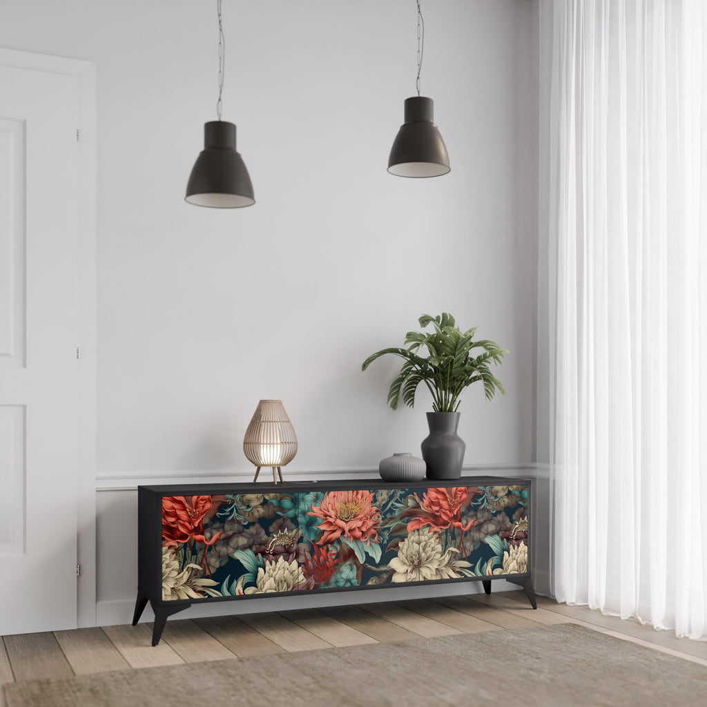 SPROUTING GRACE Móvel de TV com 3 Portas em Acabamento Preto