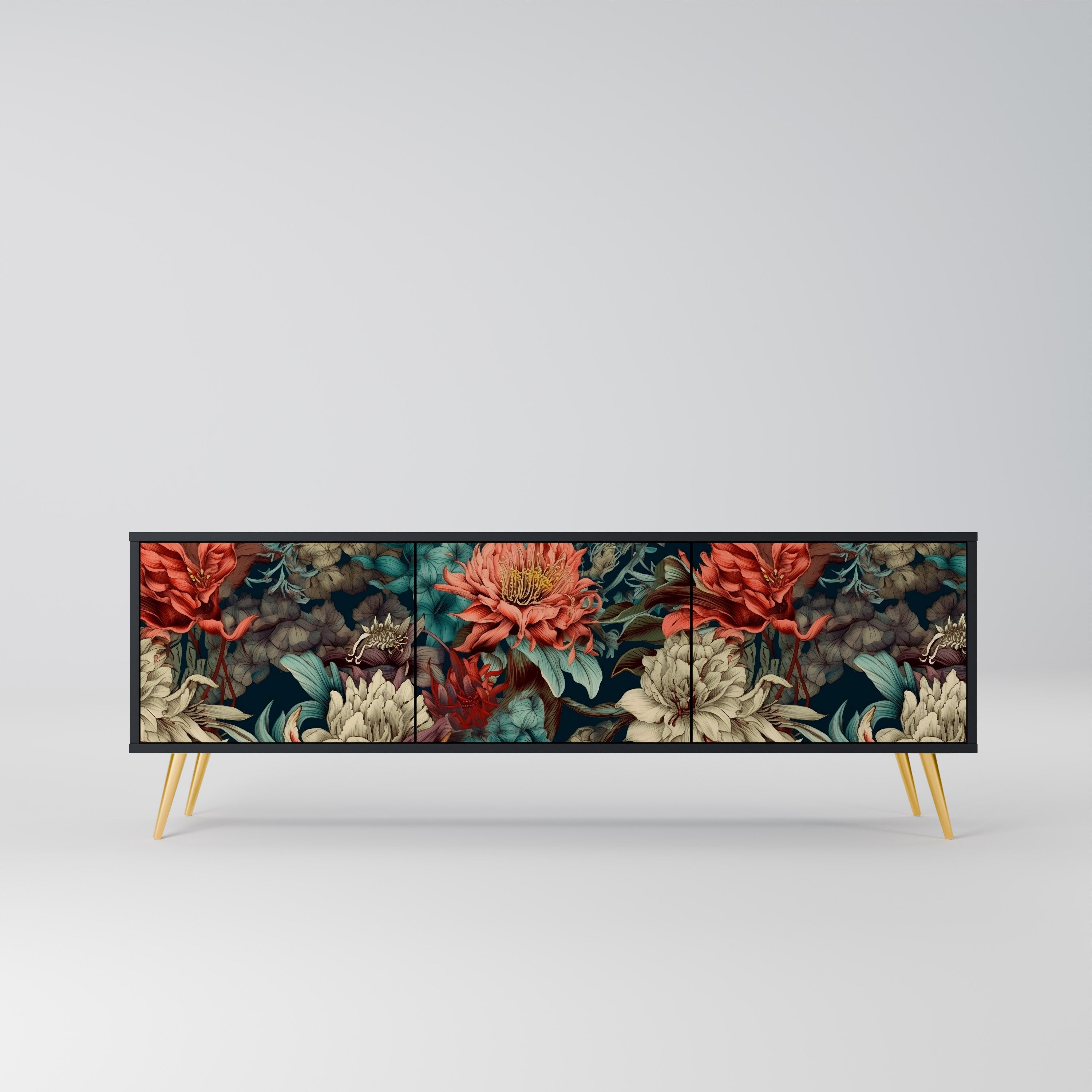 SPROUTING GRACE Móvel de TV com 3 Portas em Acabamento Preto