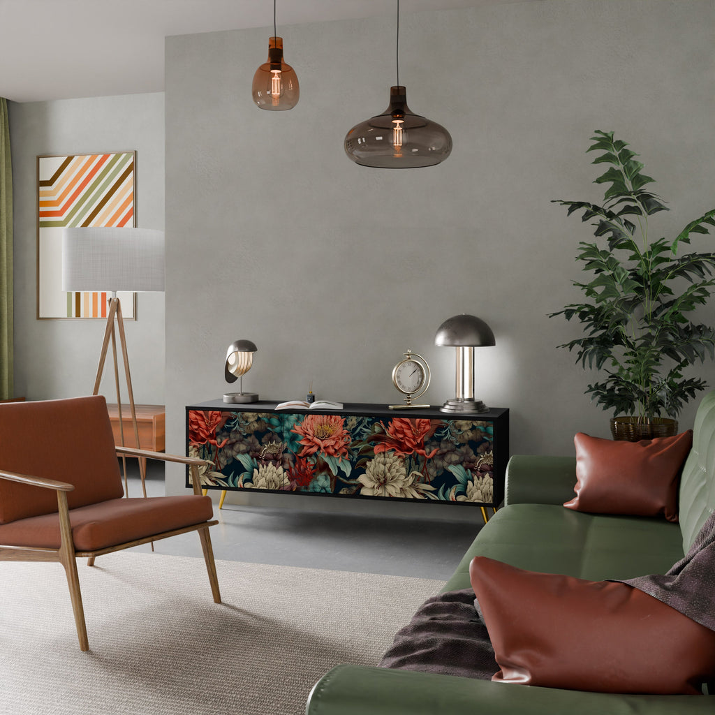 SPROUTING GRACE Móvel de TV com 3 Portas em Acabamento Preto