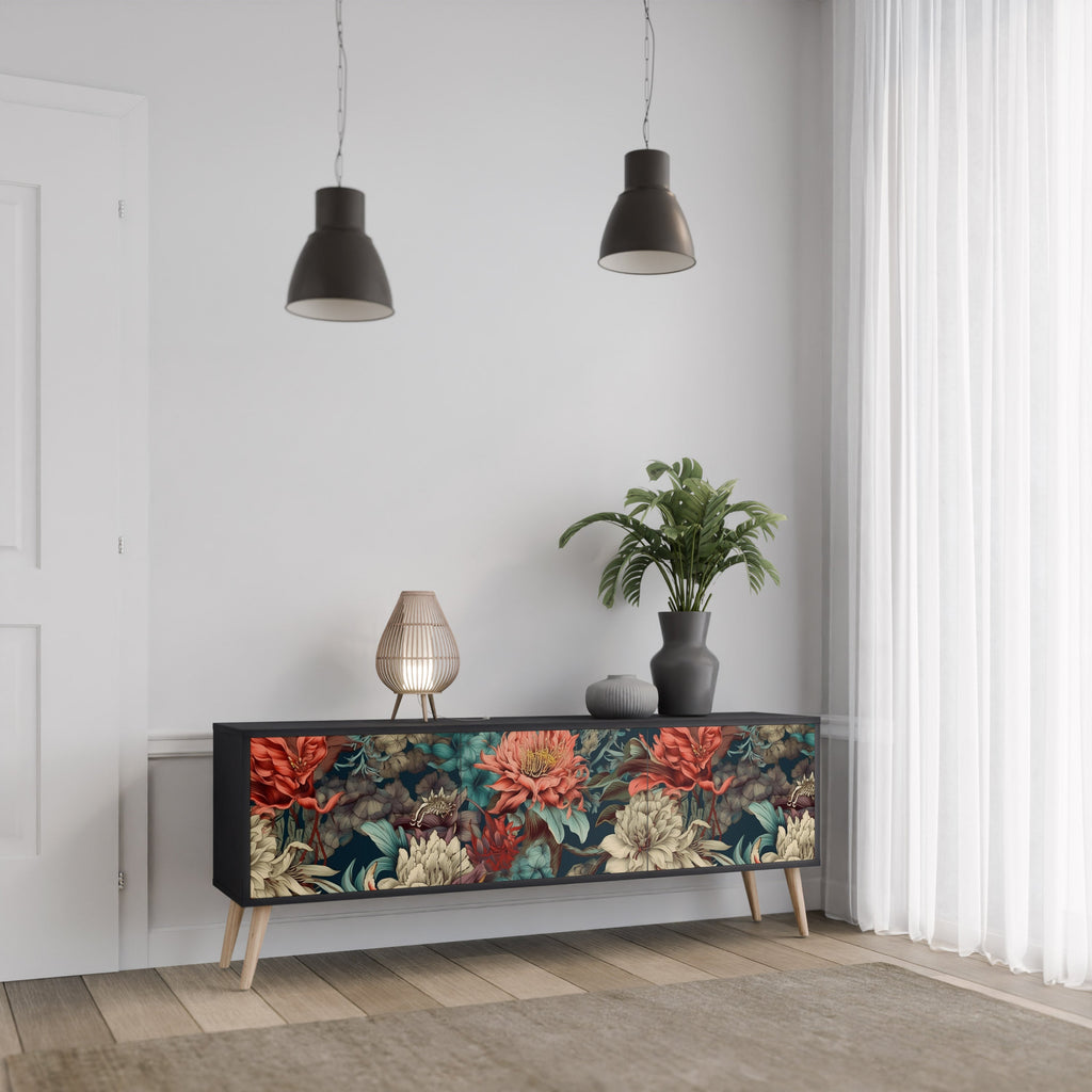 SPROUTING GRACE Móvel de TV com 3 Portas em Acabamento Preto