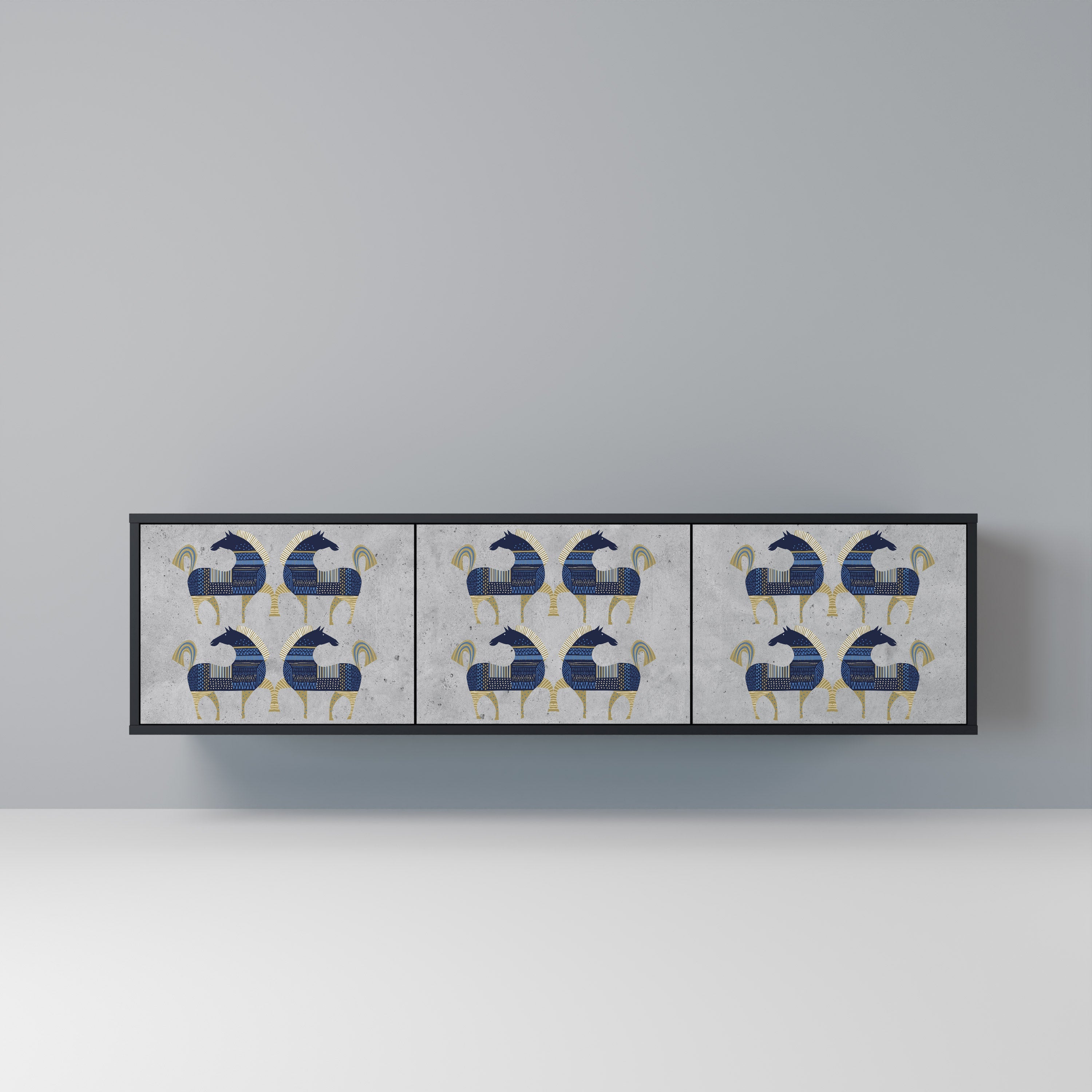 MAJESTIC STEED Móvel de TV com 3 Portas em Acabamento Preto