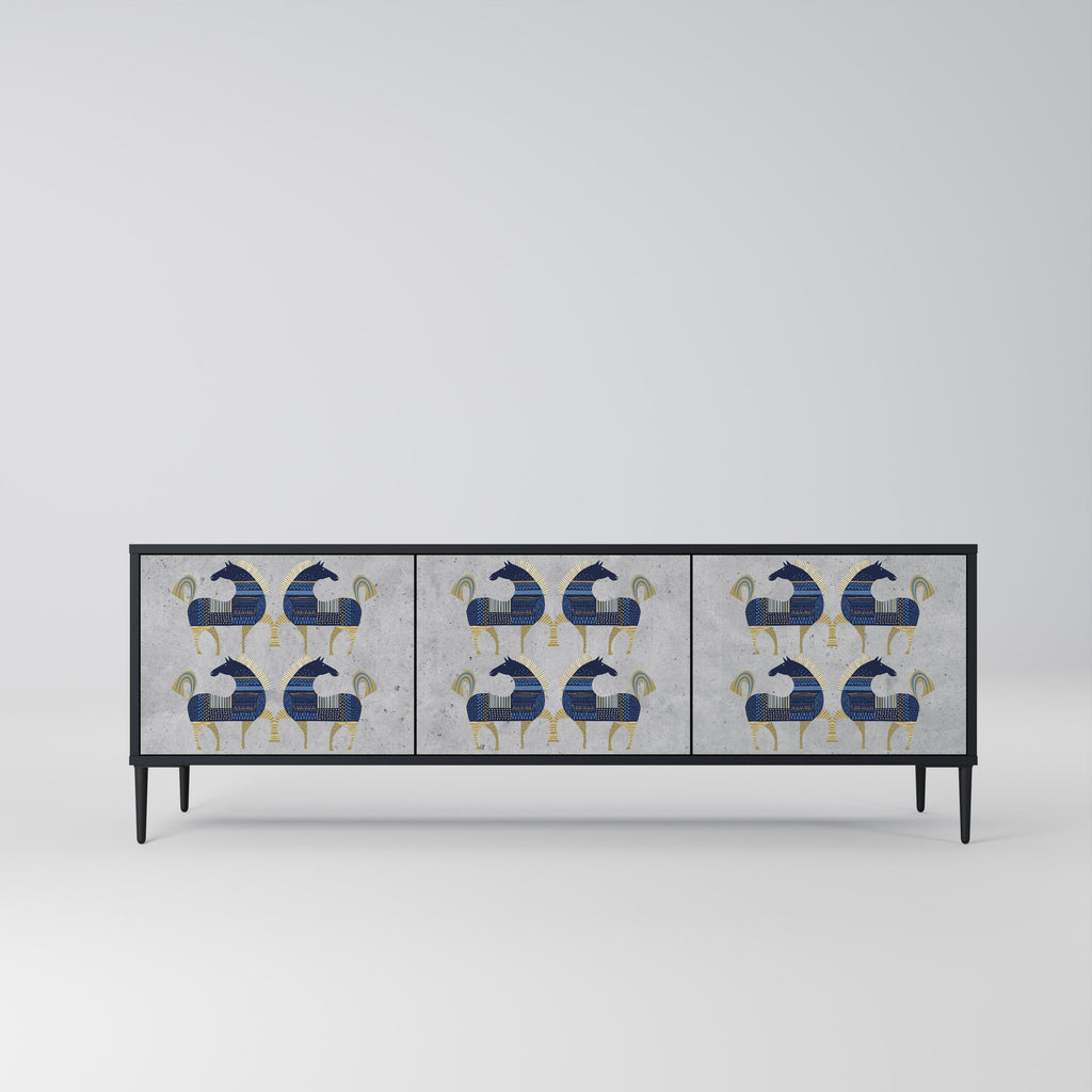 MAJESTIC STEED 3-Door TV Stand in Black Finish