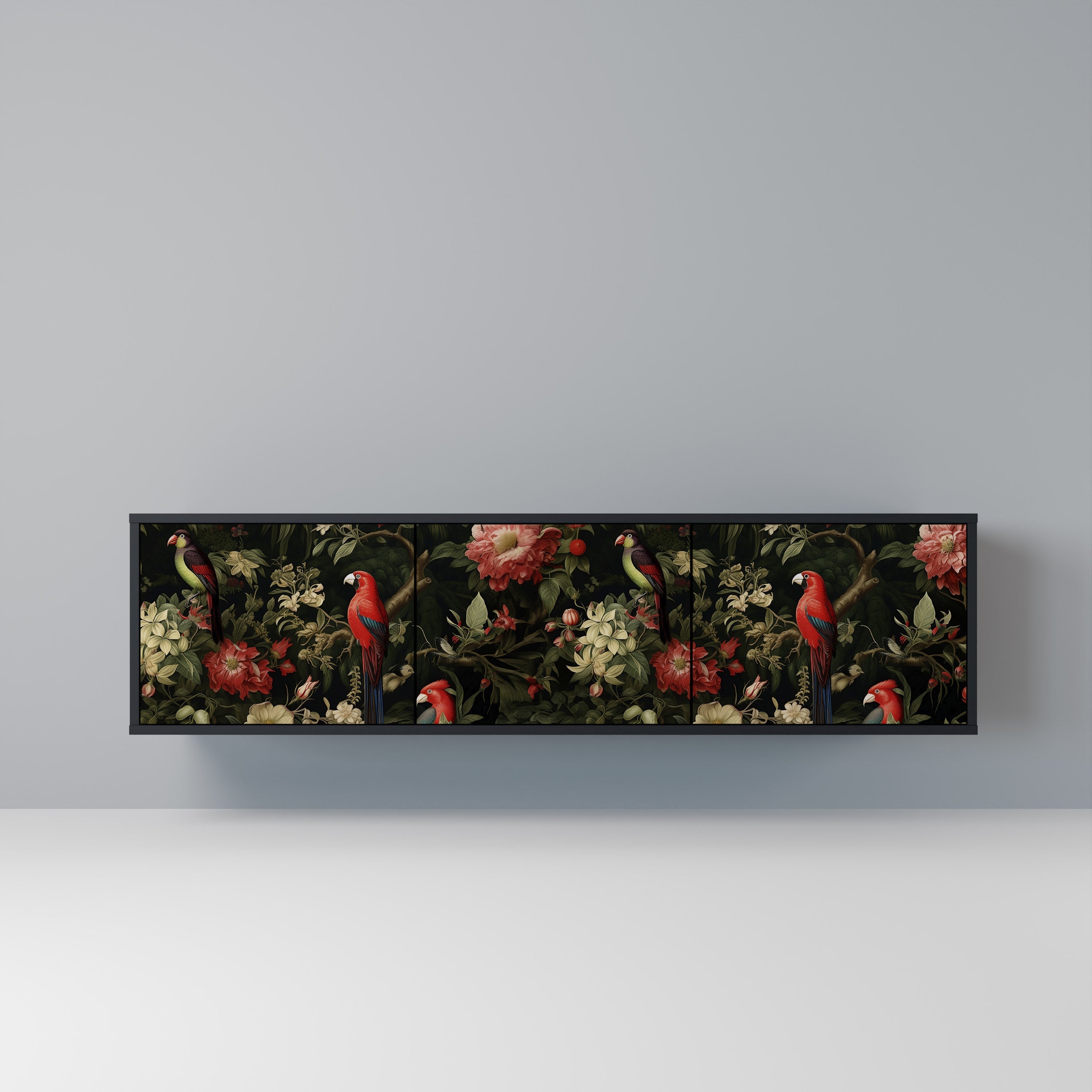 AVIAN GREENERY Móvel de TV com 3 Portas em Acabamento Preto