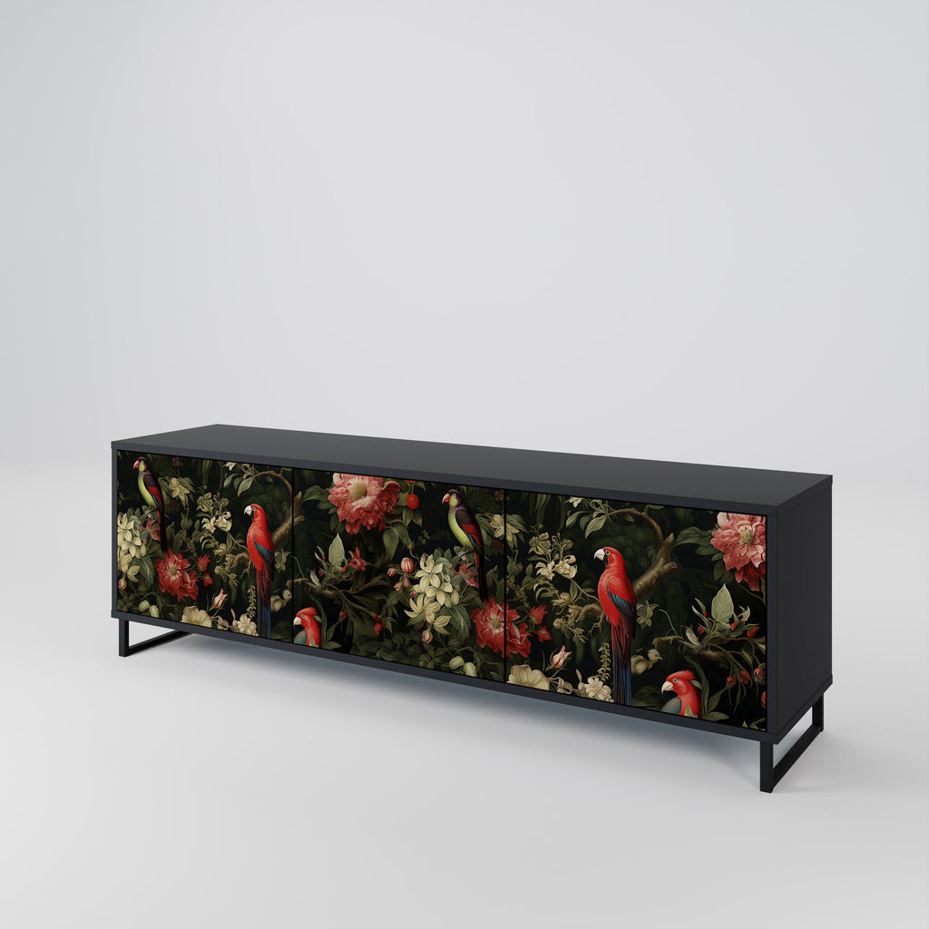 AVIAN GREENERY Móvel de TV com 3 Portas em Acabamento Preto