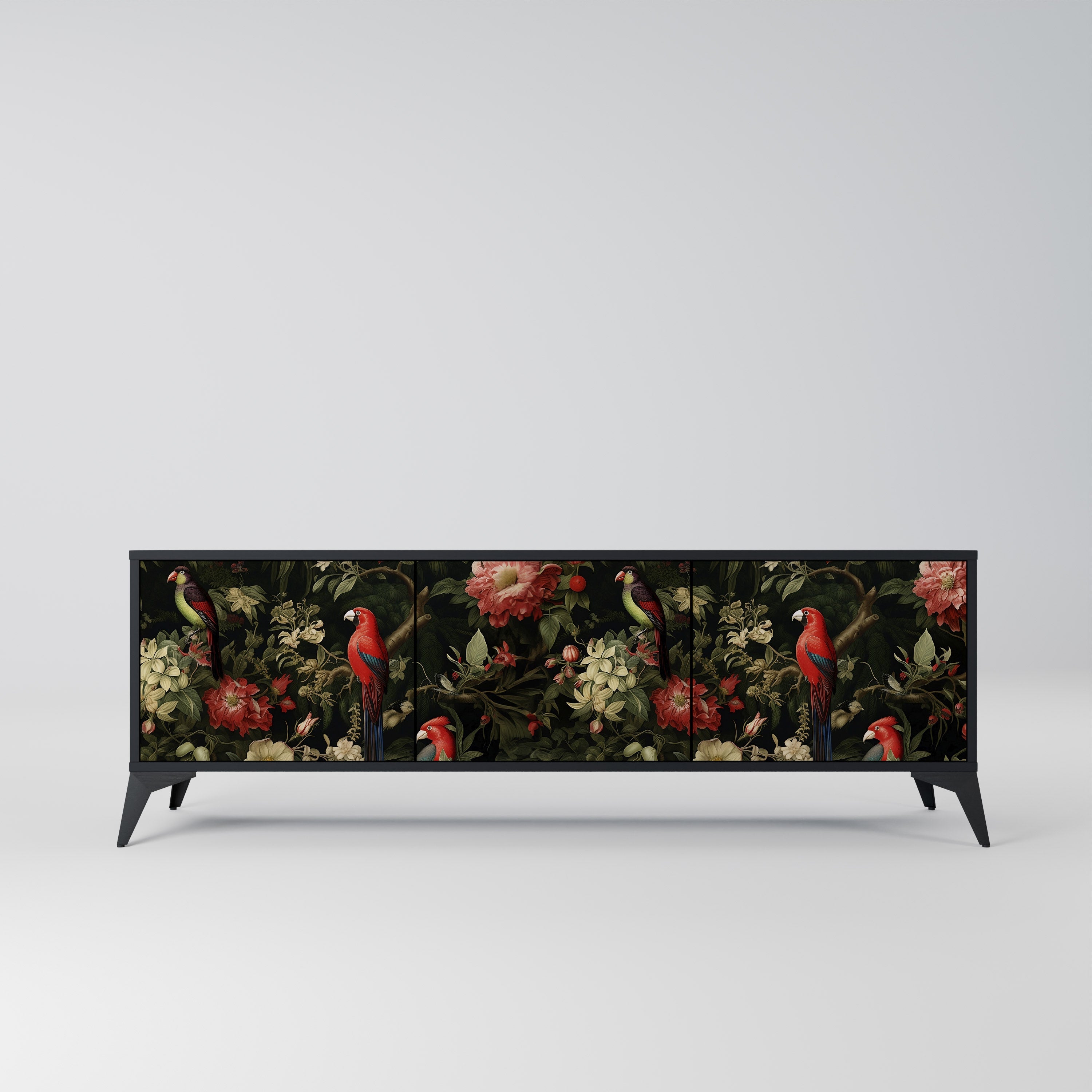 AVIAN GREENERY Móvel de TV com 3 Portas em Acabamento Preto