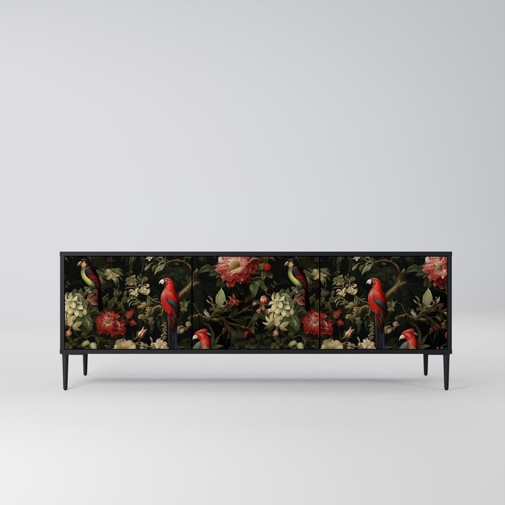 AVIAN GREENERY Móvel de TV com 3 Portas em Acabamento Preto