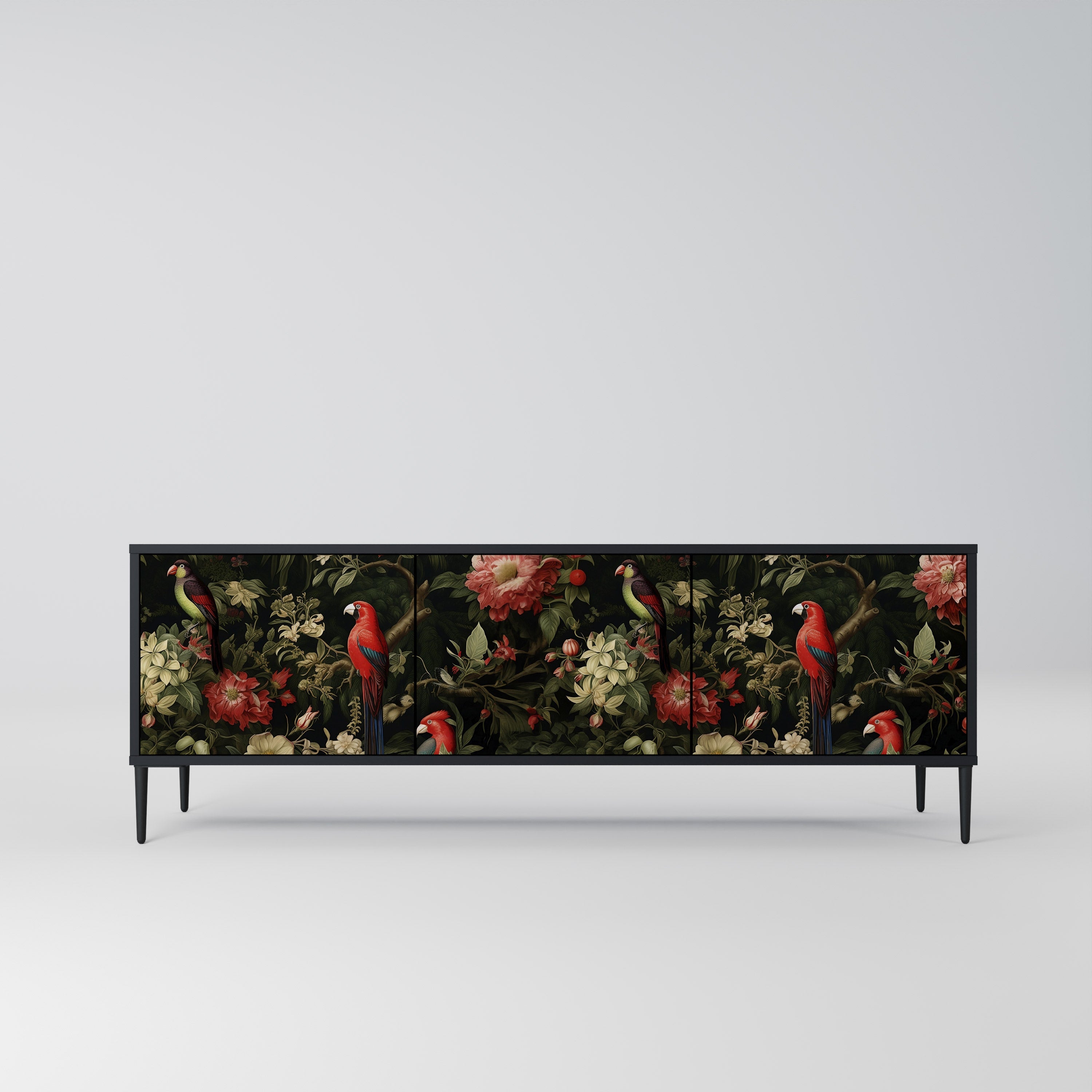 AVIAN GREENERY Móvel de TV com 3 Portas em Acabamento Preto