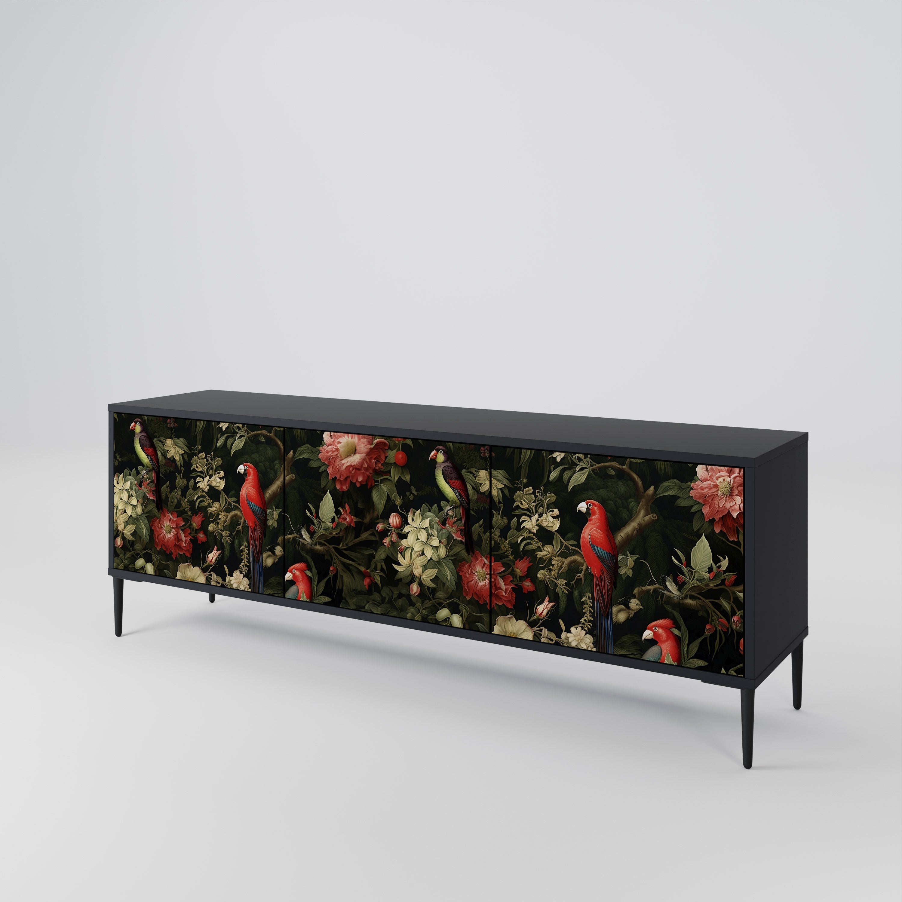 AVIAN GREENERY Móvel de TV com 3 Portas em Acabamento Preto