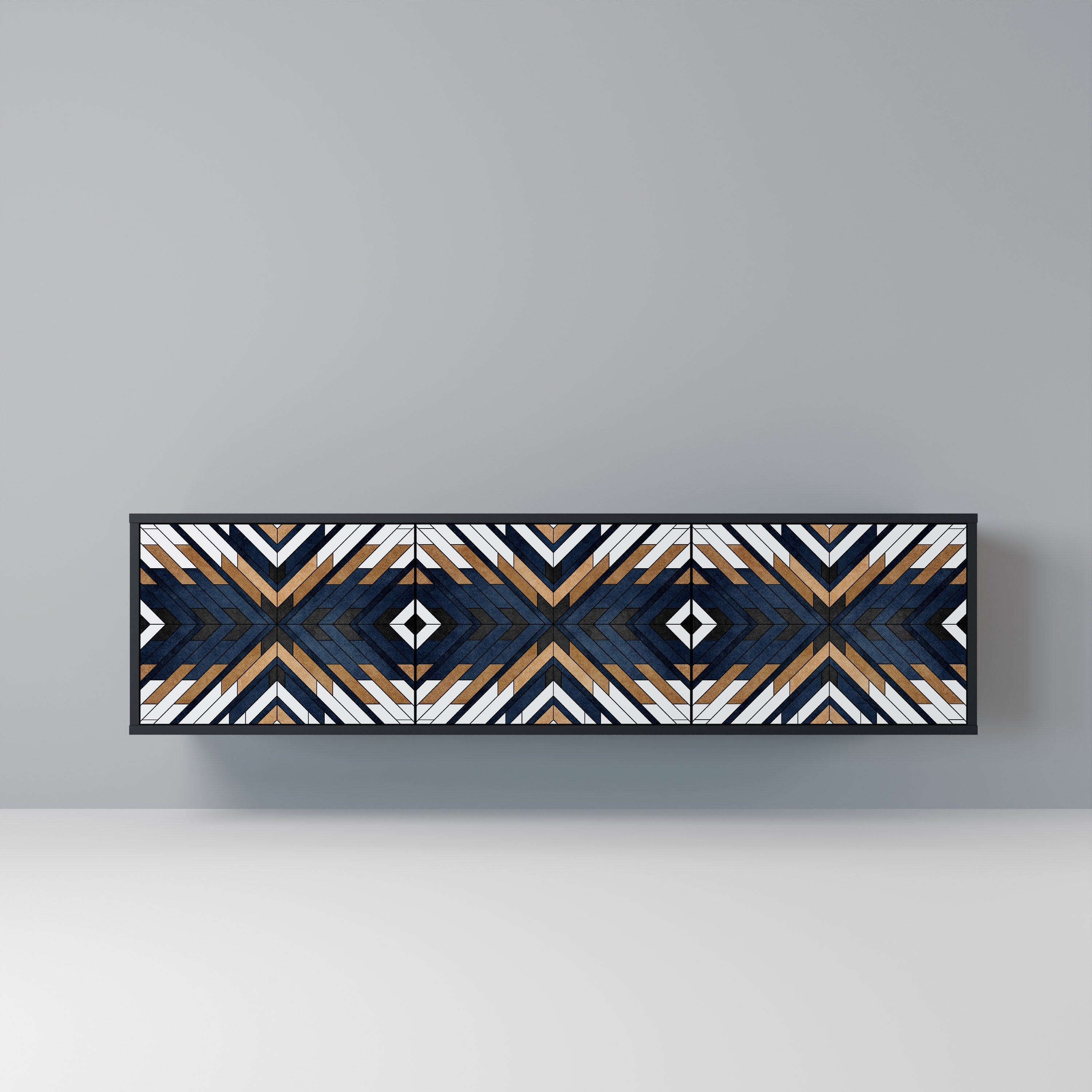 ARTFUL GEOMETRY Móvel de TV com 3 Portas em Acabamento Preto