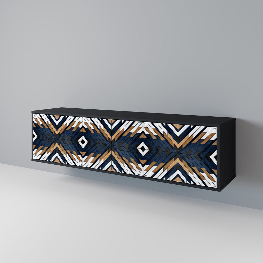 ARTFUL GEOMETRY Móvel de TV com 3 Portas em Acabamento Preto