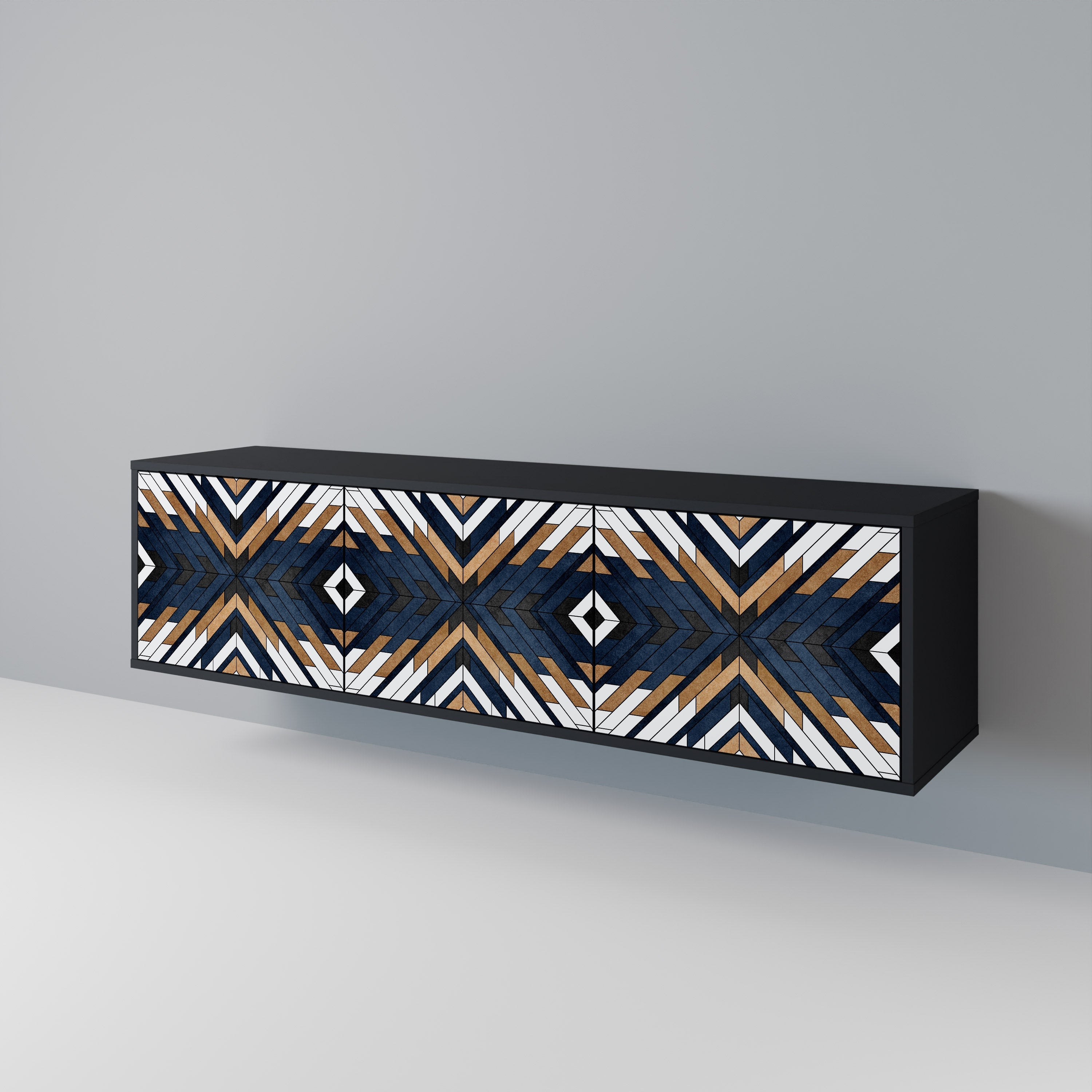 ARTFUL GEOMETRY Móvel de TV com 3 Portas em Acabamento Preto