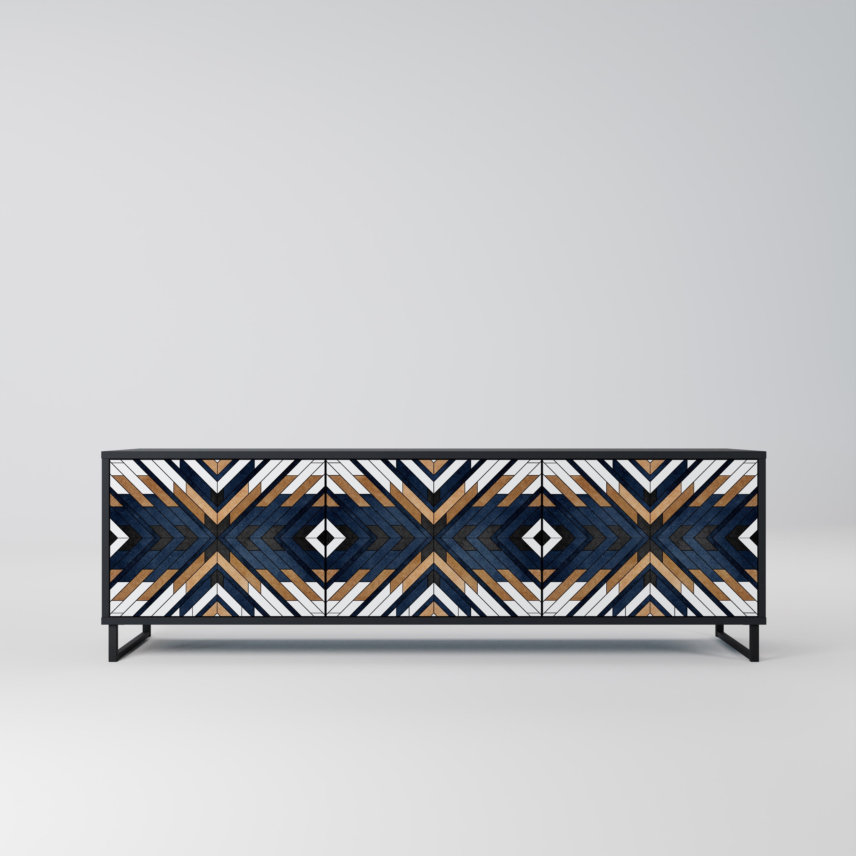 ARTFUL GEOMETRY Móvel de TV com 3 Portas em Acabamento Preto