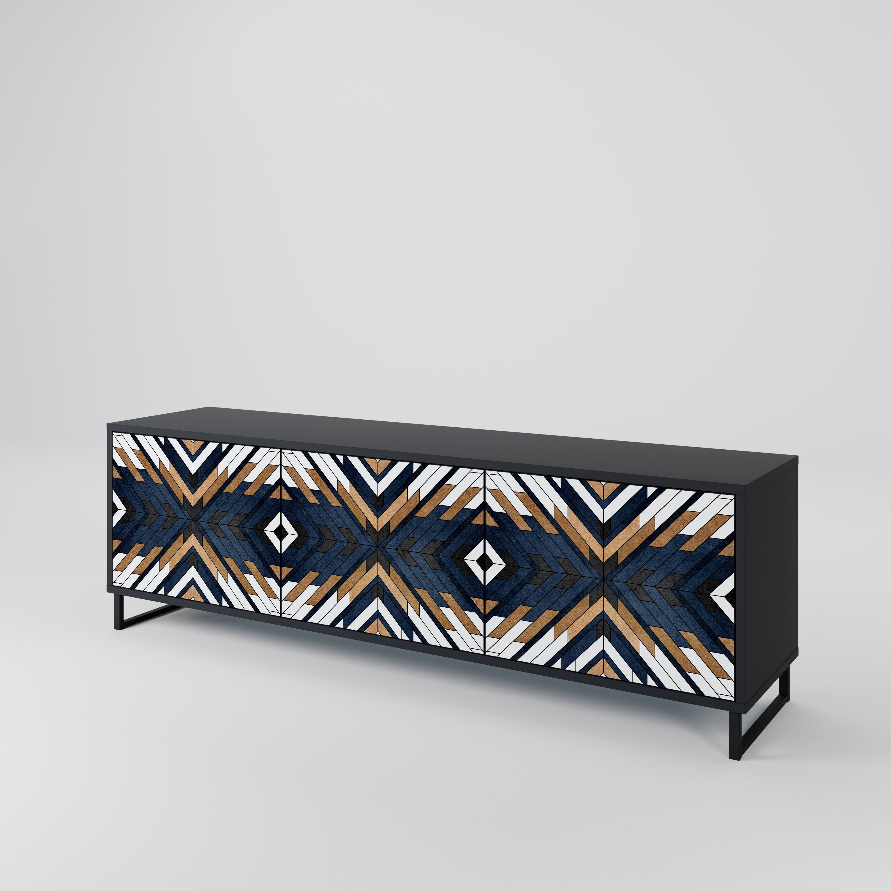 ARTFUL GEOMETRY Móvel de TV com 3 Portas em Acabamento Preto