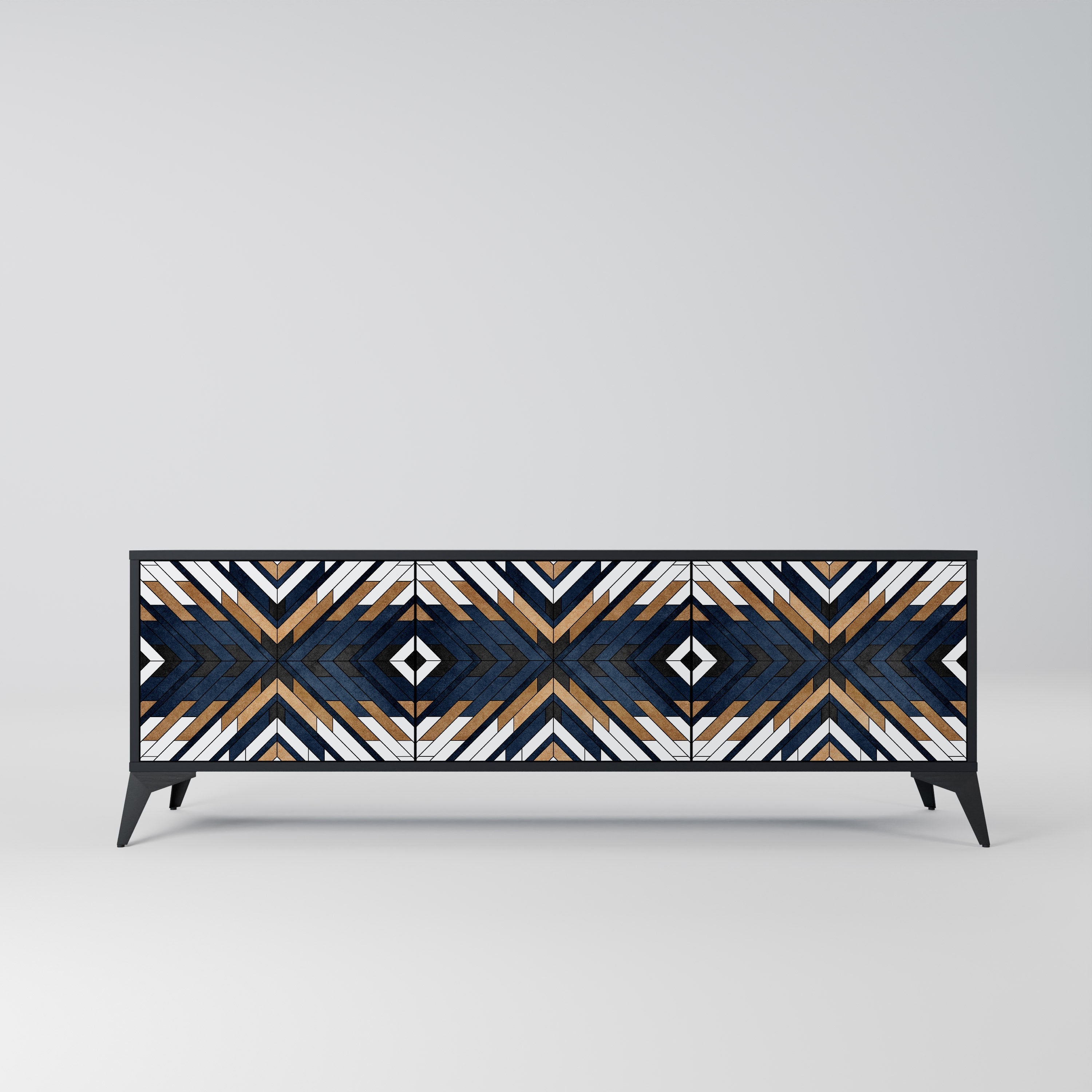 ARTFUL GEOMETRY Móvel de TV com 3 Portas em Acabamento Preto