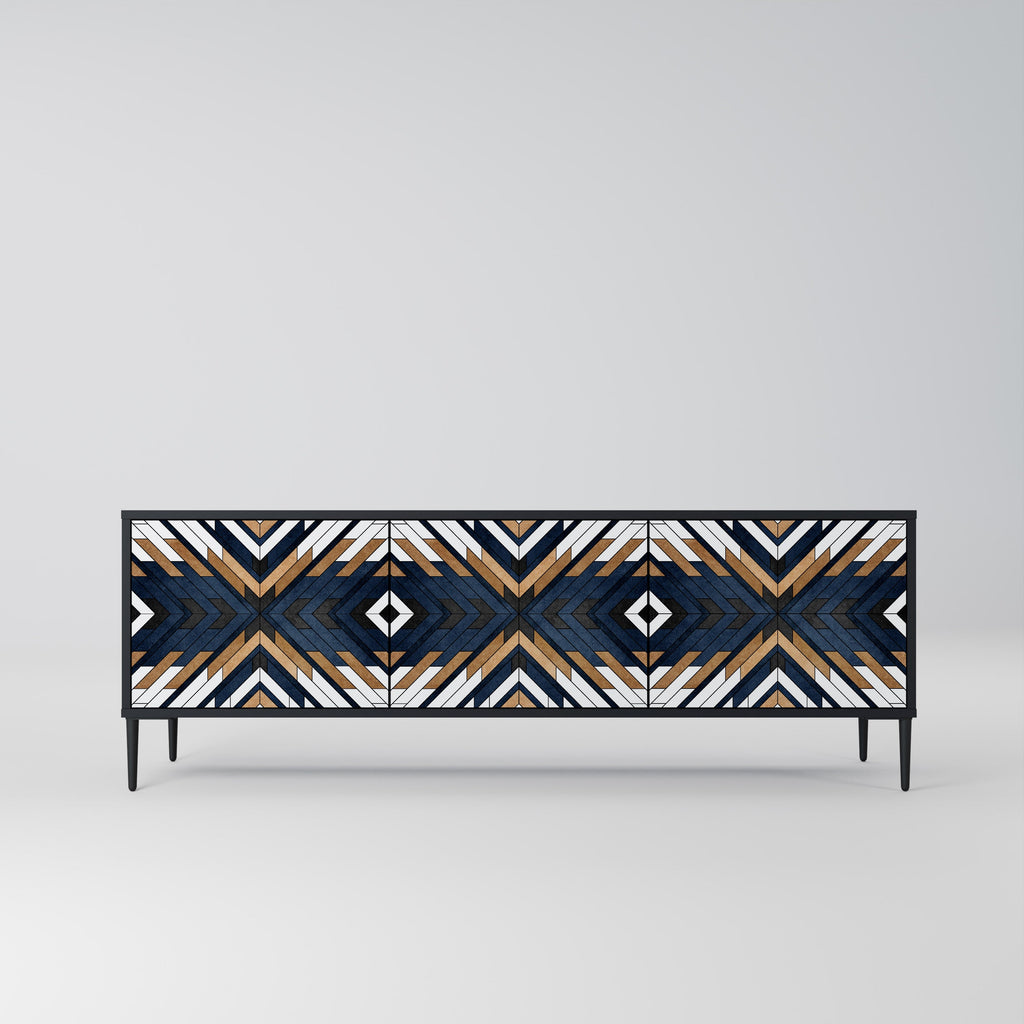 ARTFUL GEOMETRY Móvel de TV com 3 Portas em Acabamento Preto