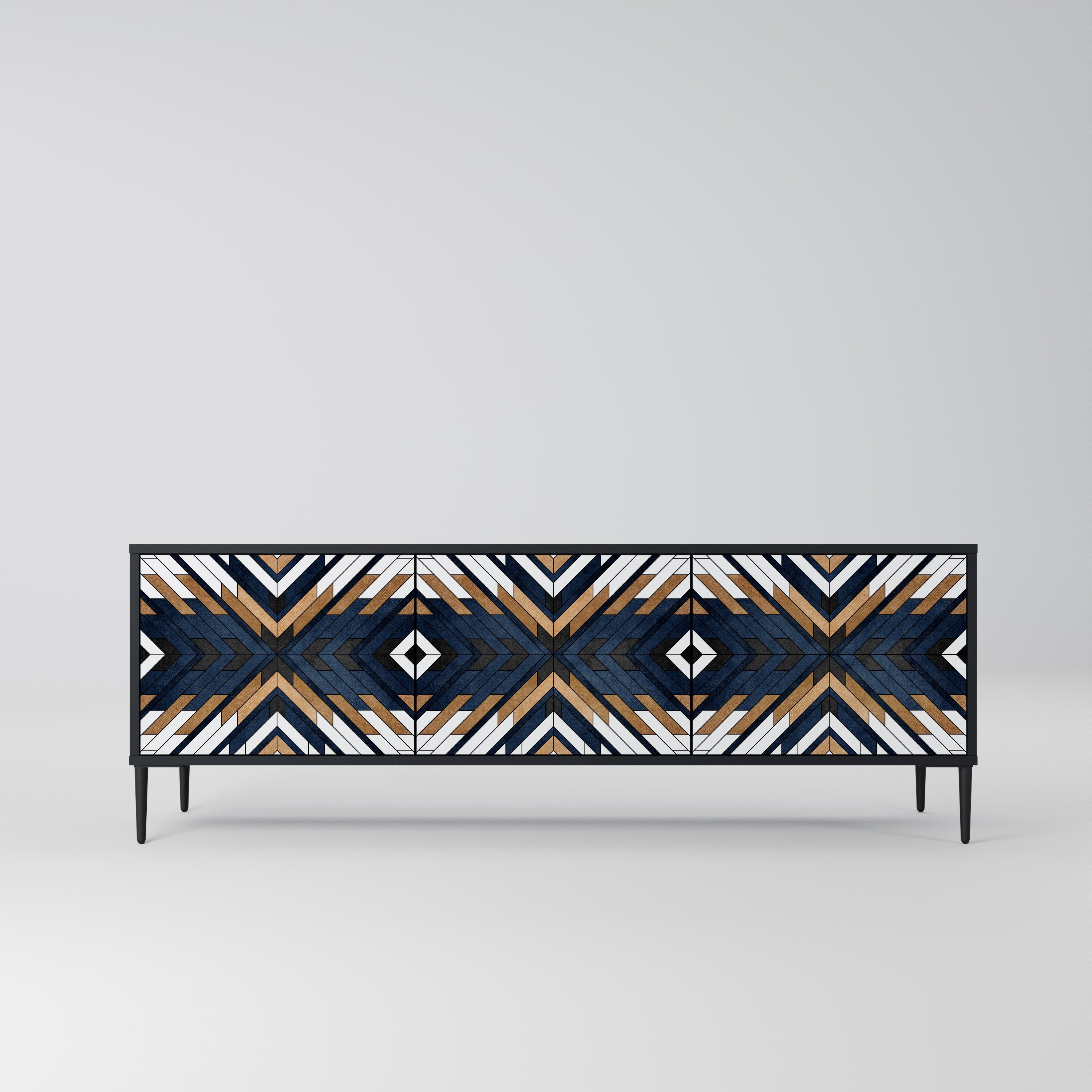 ARTFUL GEOMETRY Móvel de TV com 3 Portas em Acabamento Preto