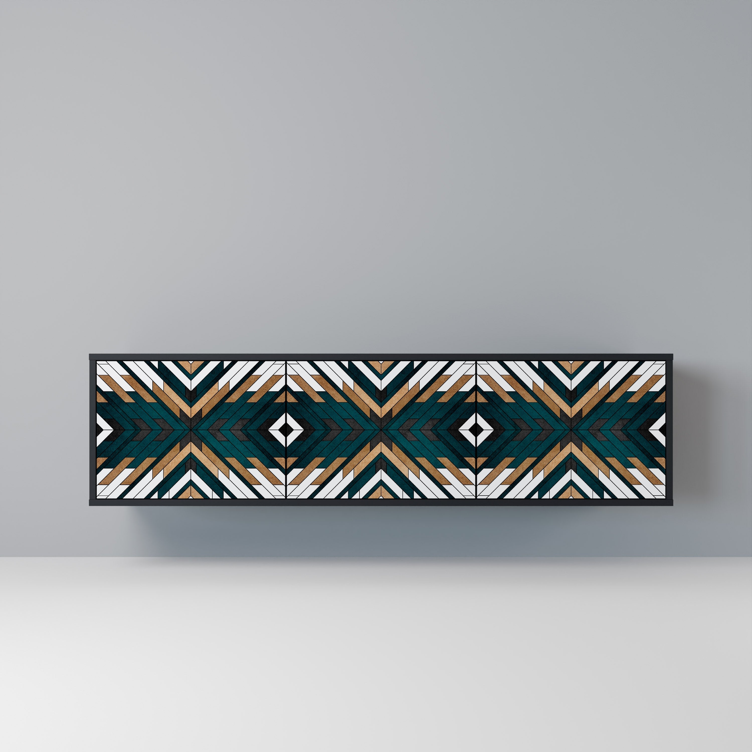 ARTISTIC GEOMETRY Móvel de TV com 3 Portas em Acabamento Preto