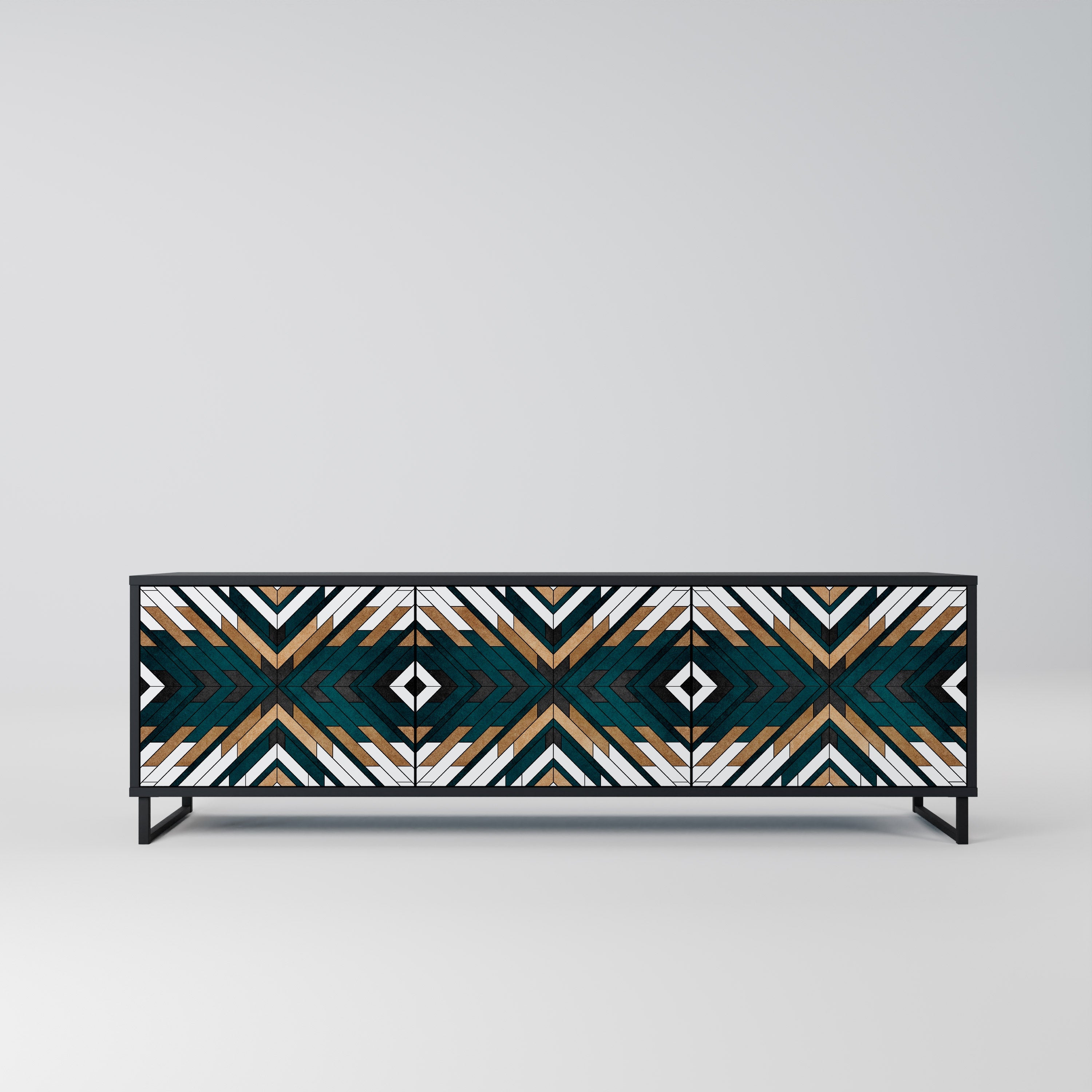 ARTISTIC GEOMETRY Móvel de TV com 3 Portas em Acabamento Preto