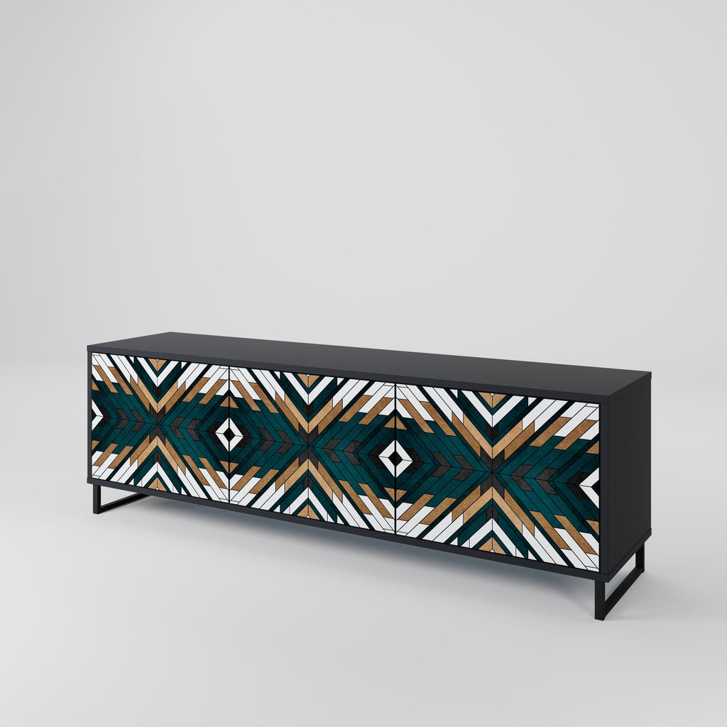 ARTISTIC GEOMETRY Móvel de TV com 3 Portas em Acabamento Preto