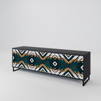 ARTISTIC GEOMETRY Móvel de TV com 3 Portas em Acabamento Preto