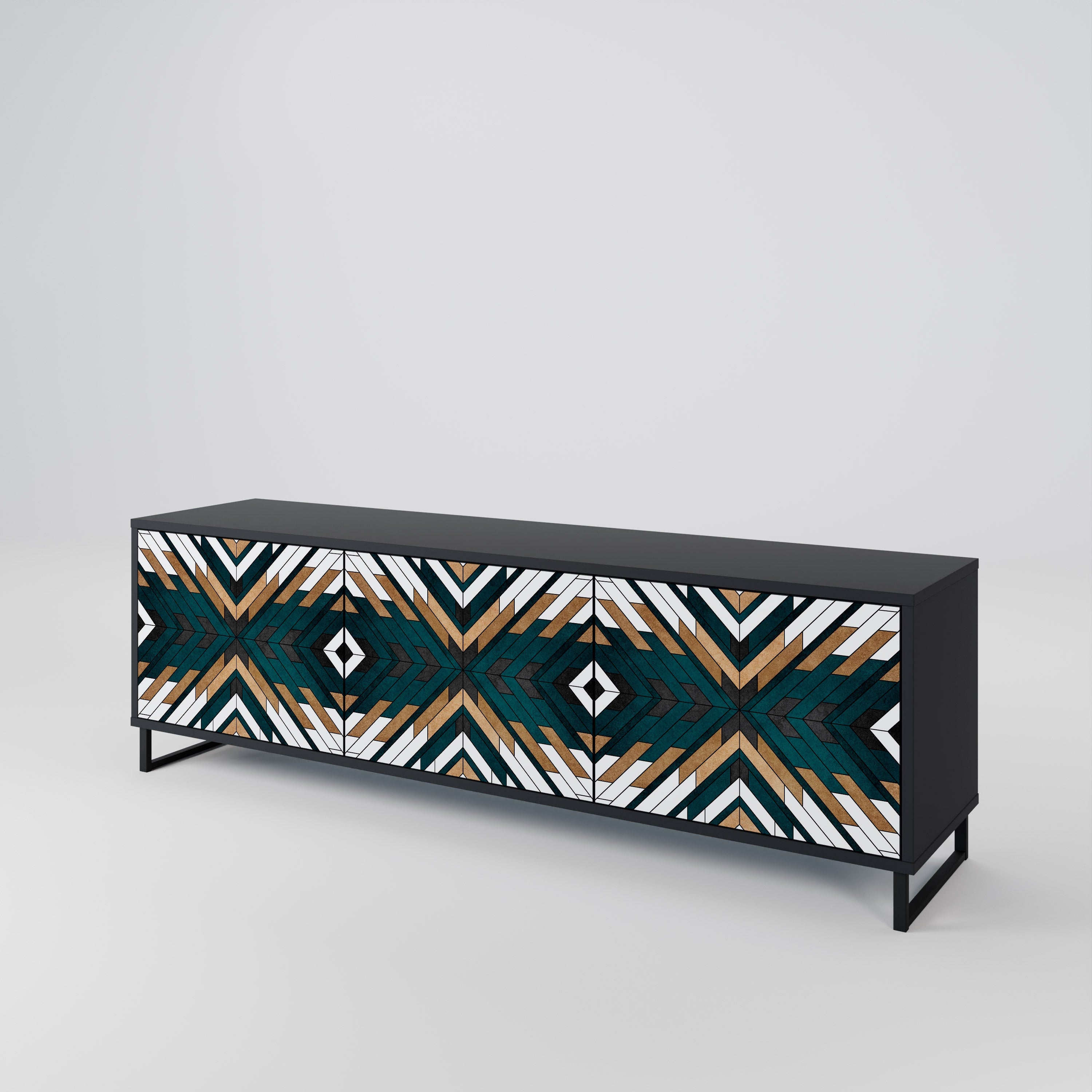 ARTISTIC GEOMETRY Móvel de TV com 3 Portas em Acabamento Preto