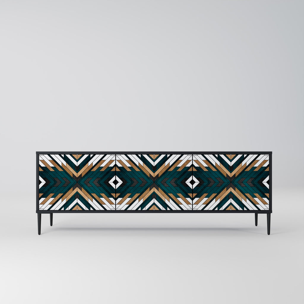 ARTISTIC GEOMETRY Móvel de TV com 3 Portas em Acabamento Preto