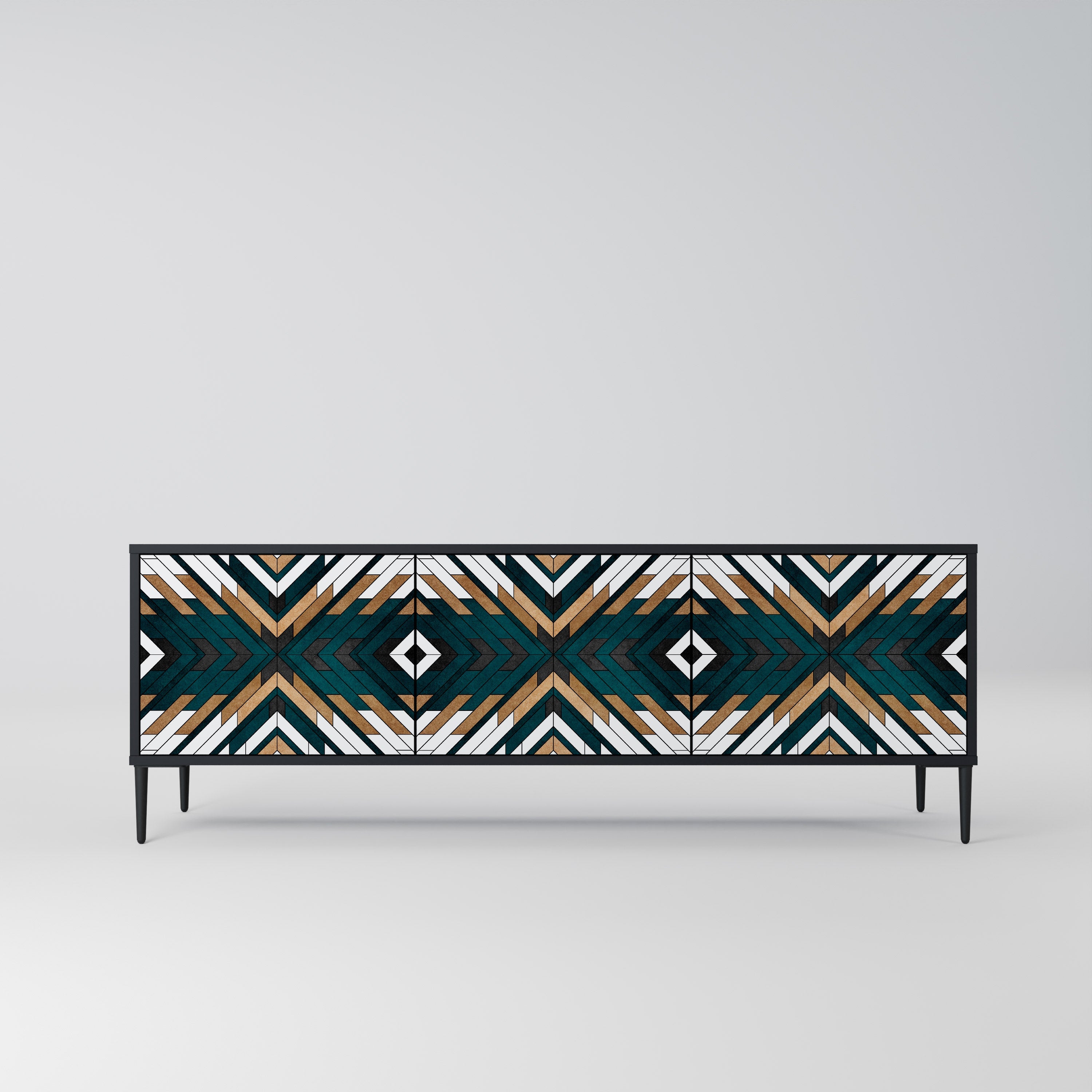 ARTISTIC GEOMETRY Móvel de TV com 3 Portas em Acabamento Preto