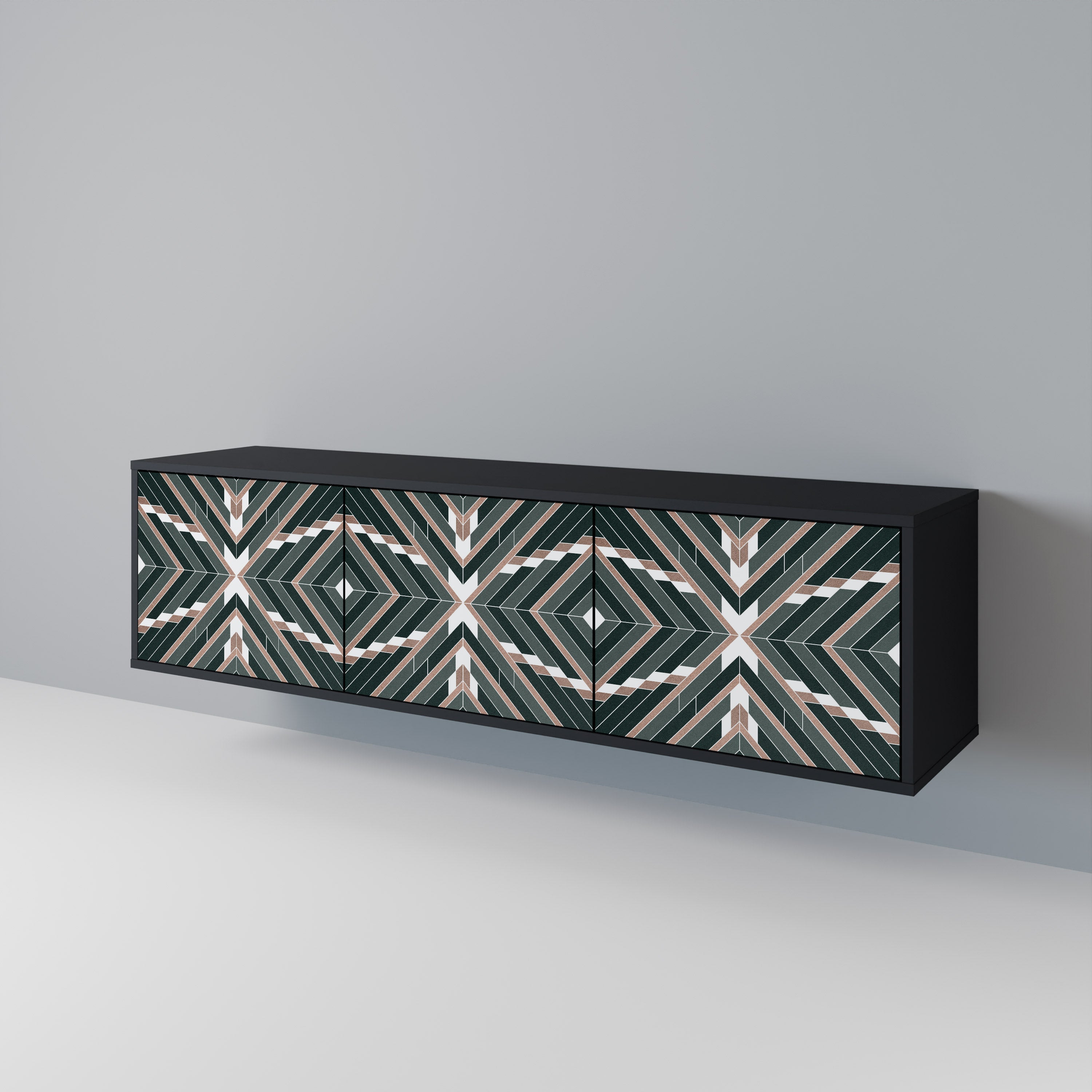 DIMENSION DELIGHTS Móvel de TV com 3 Portas em Acabamento Preto