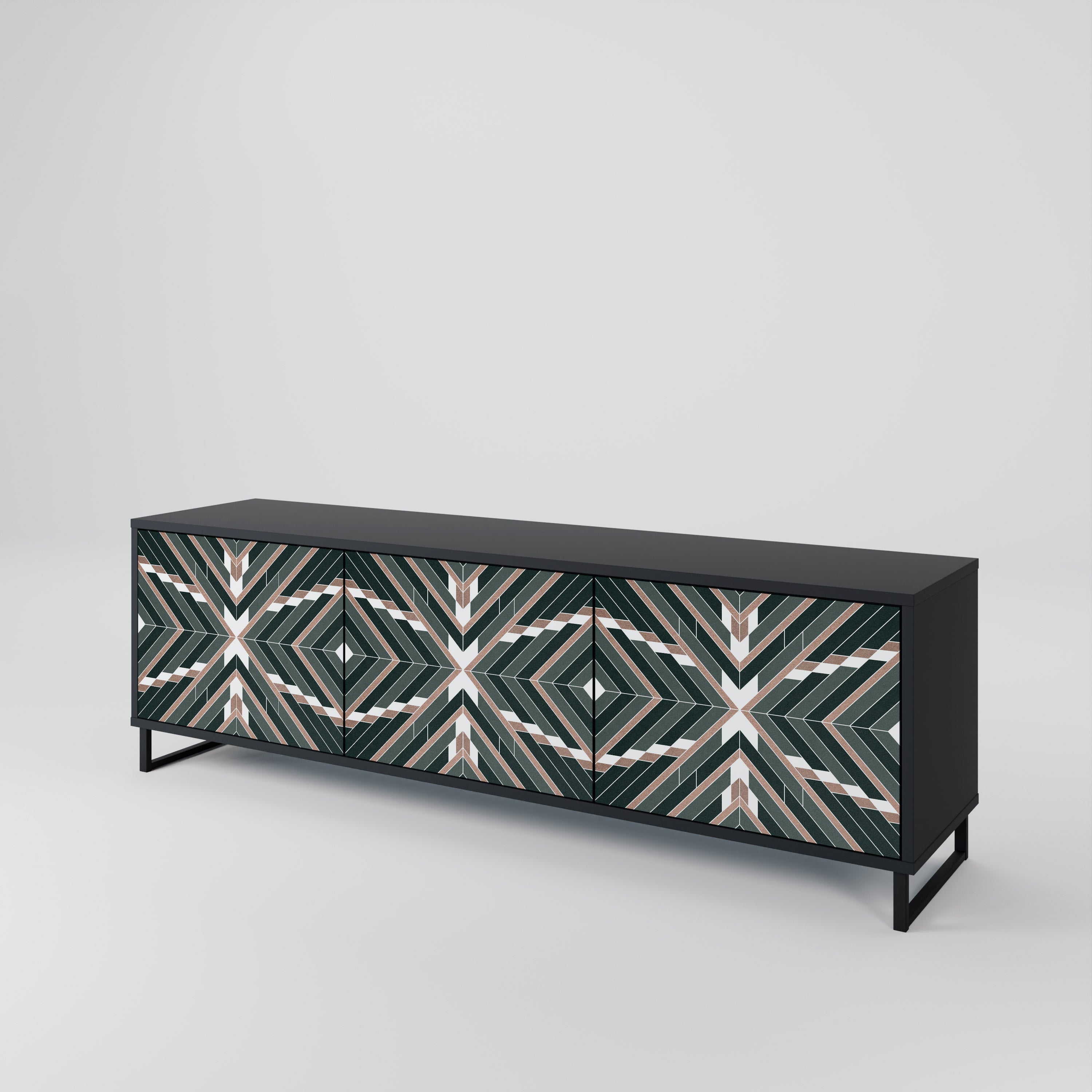 DIMENSION DELIGHTS Móvel de TV com 3 Portas em Acabamento Preto