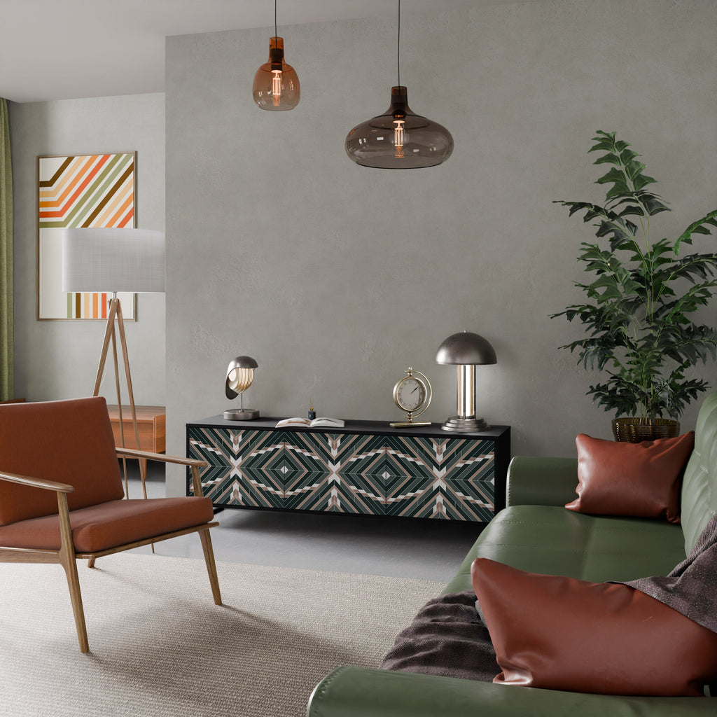 DIMENSION DELIGHTS Móvel de TV com 3 Portas em Acabamento Preto