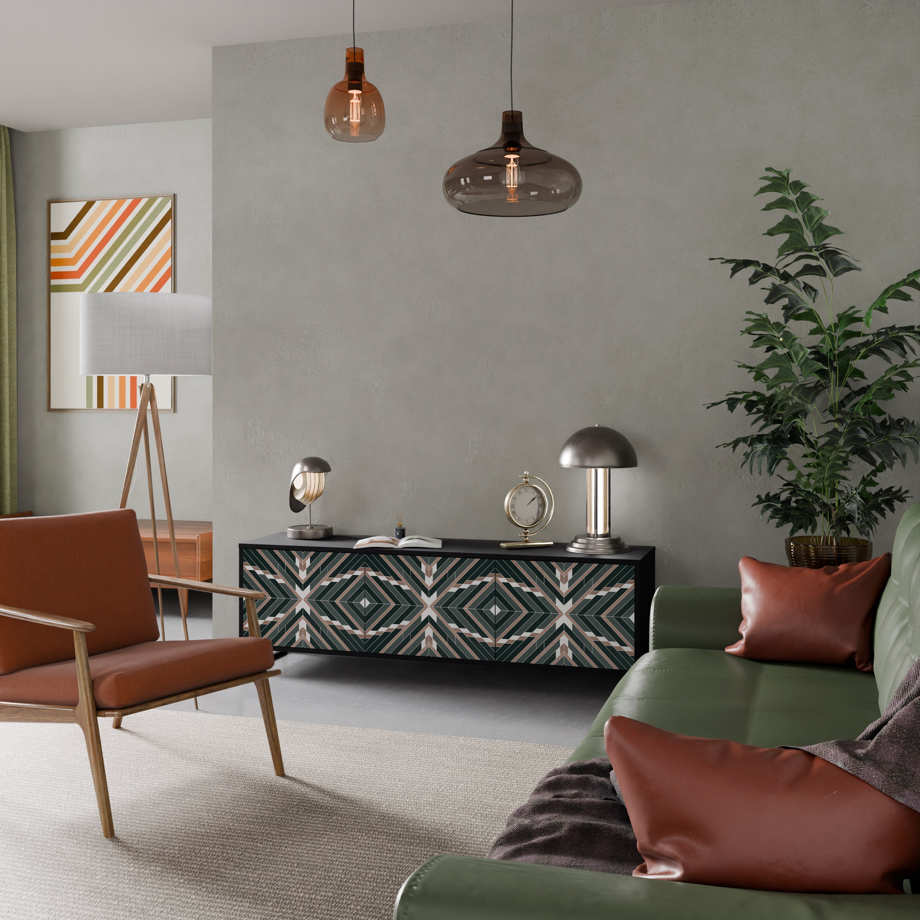 DIMENSION DELIGHTS Móvel de TV com 3 Portas em Acabamento Preto