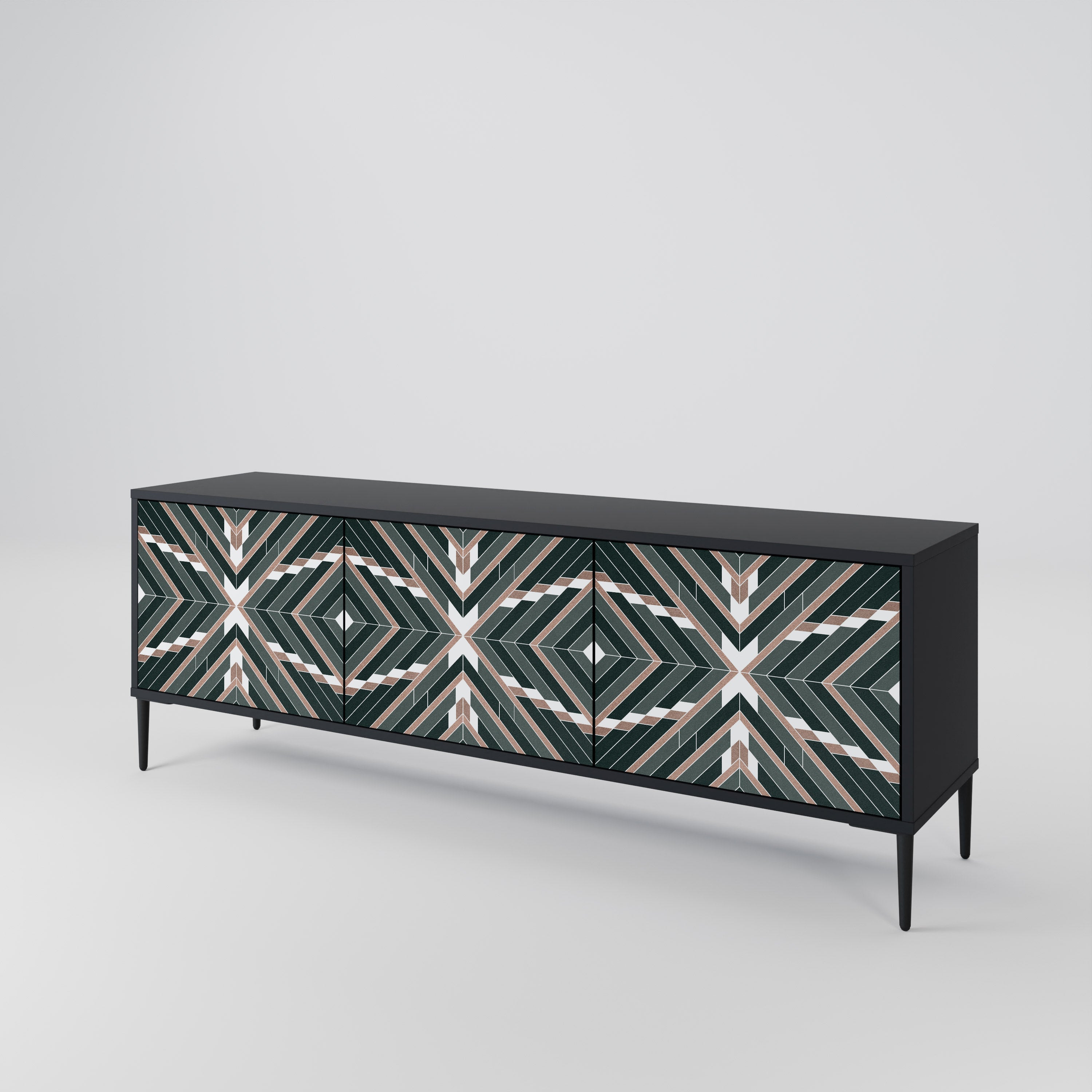 DIMENSION DELIGHTS Móvel de TV com 3 Portas em Acabamento Preto