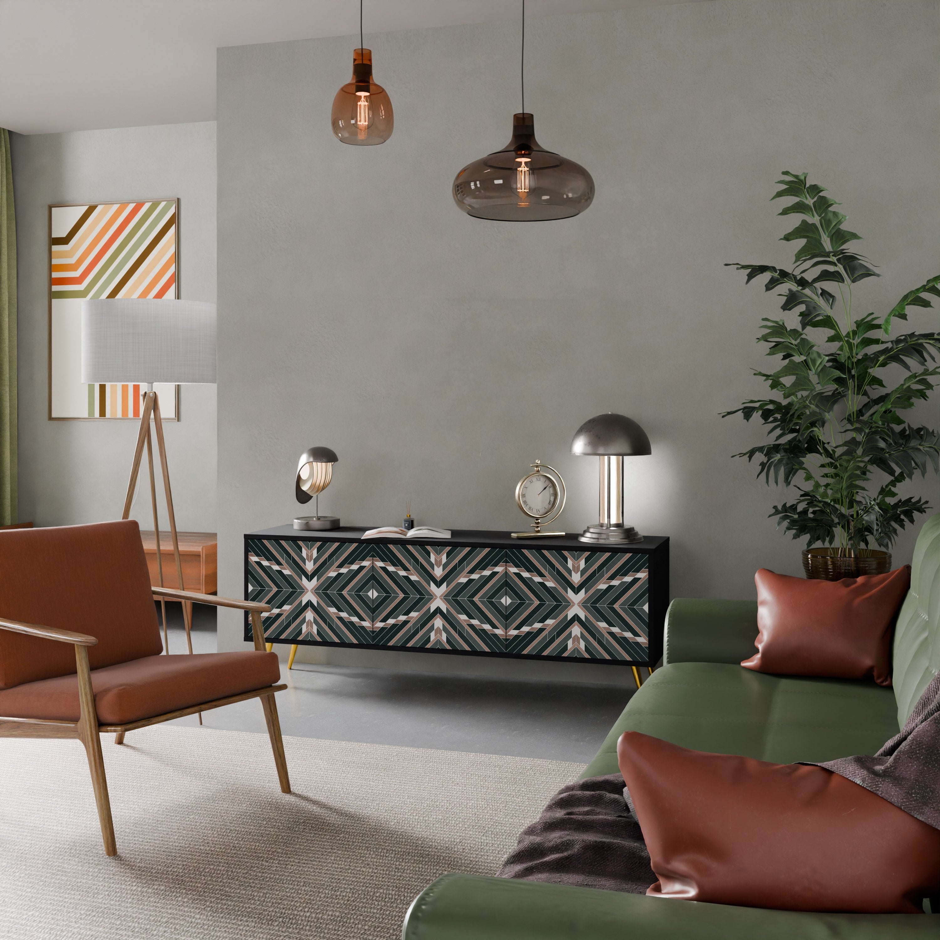 DIMENSION DELIGHTS Móvel de TV com 3 Portas em Acabamento Preto